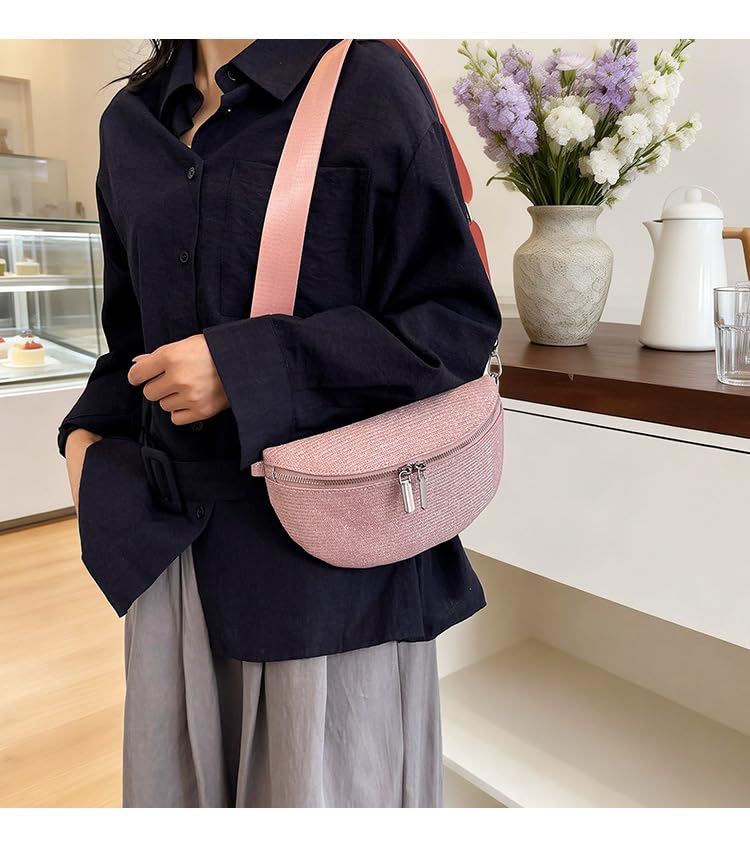 Image of Leather Chest Bag for Women, Crossbody Belt Bag Fanny Pack Purse Fashionable Waist Bags Handbag for Everyday Use Trip Walking Hiking