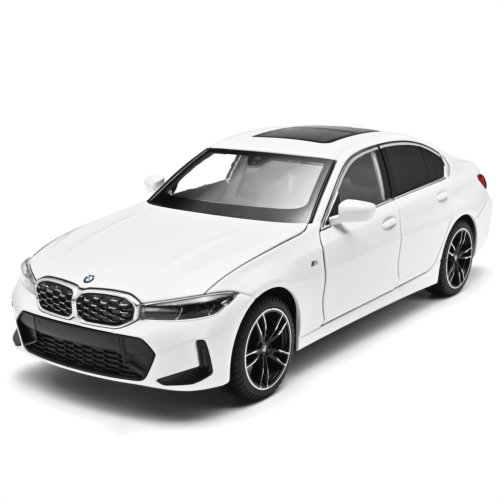 BGHSCA Compatible for 1/24 BMW M3 Model Car, Collectible Zinc Alloy Toy Car with Lights and Sounds, Pull Back Vehicles Toy for Adults Kids Birthday Gifts Decoration (White)