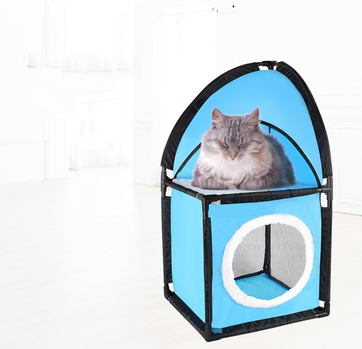 Luxshiny Cat Tree with Oxford Fabric Tunnel Indoor Cat House and Scratching Post and Bed Kitten Lounge