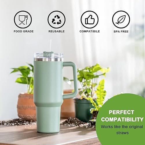 Miniatura 2 de YOELIKE - Pajitas de repuesto para vaso de viaje Stanley 40, 30 onzas, paquete de 6, popotes transparentes reutilizables con cepillo de limpieza,