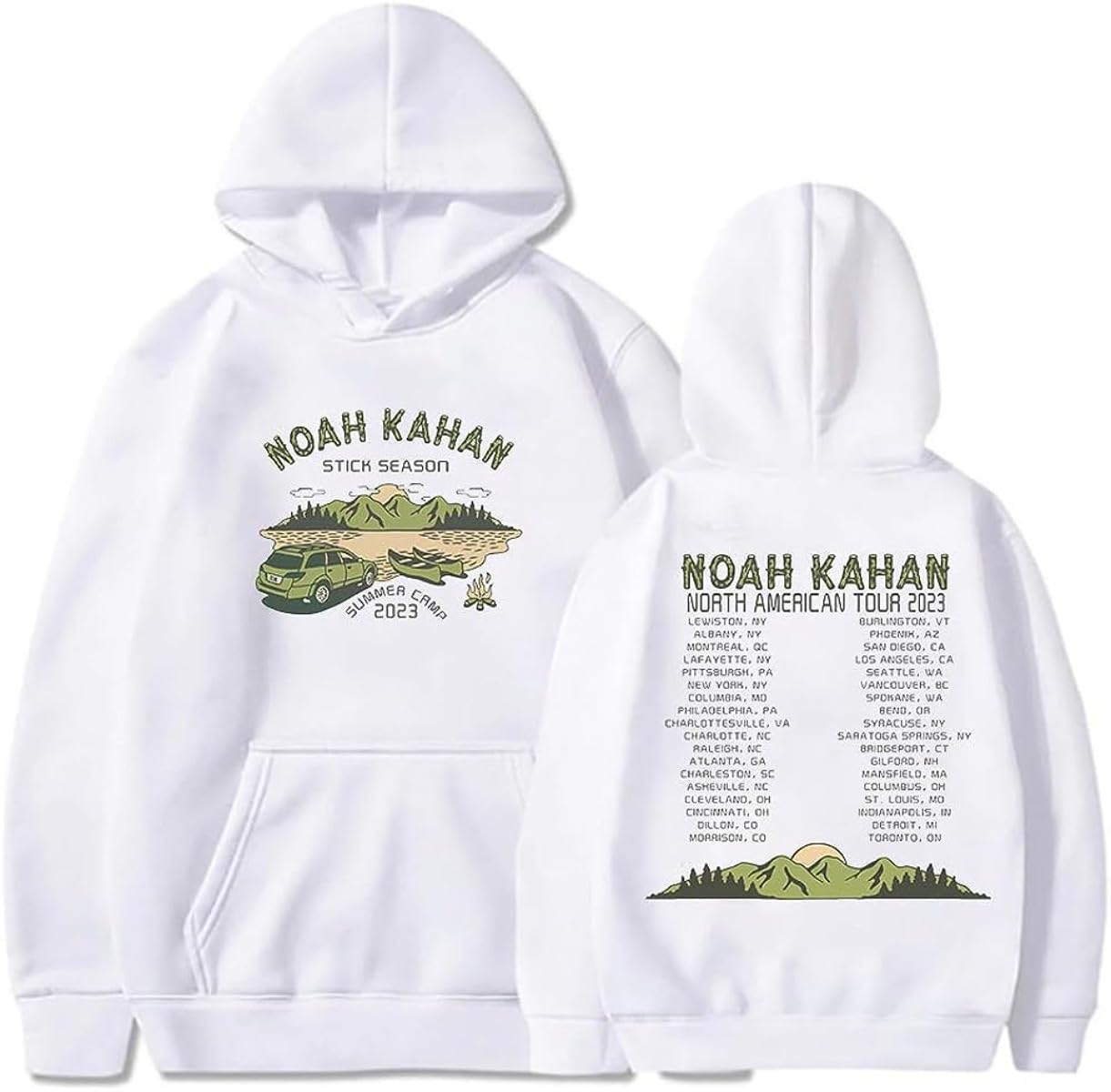 SHIQIAWL Noah Kahan Stick Season Camp Tour Hoodie Long Sleeve Sweatshirts 2023 World Tour Neutral Clothes (White,M)