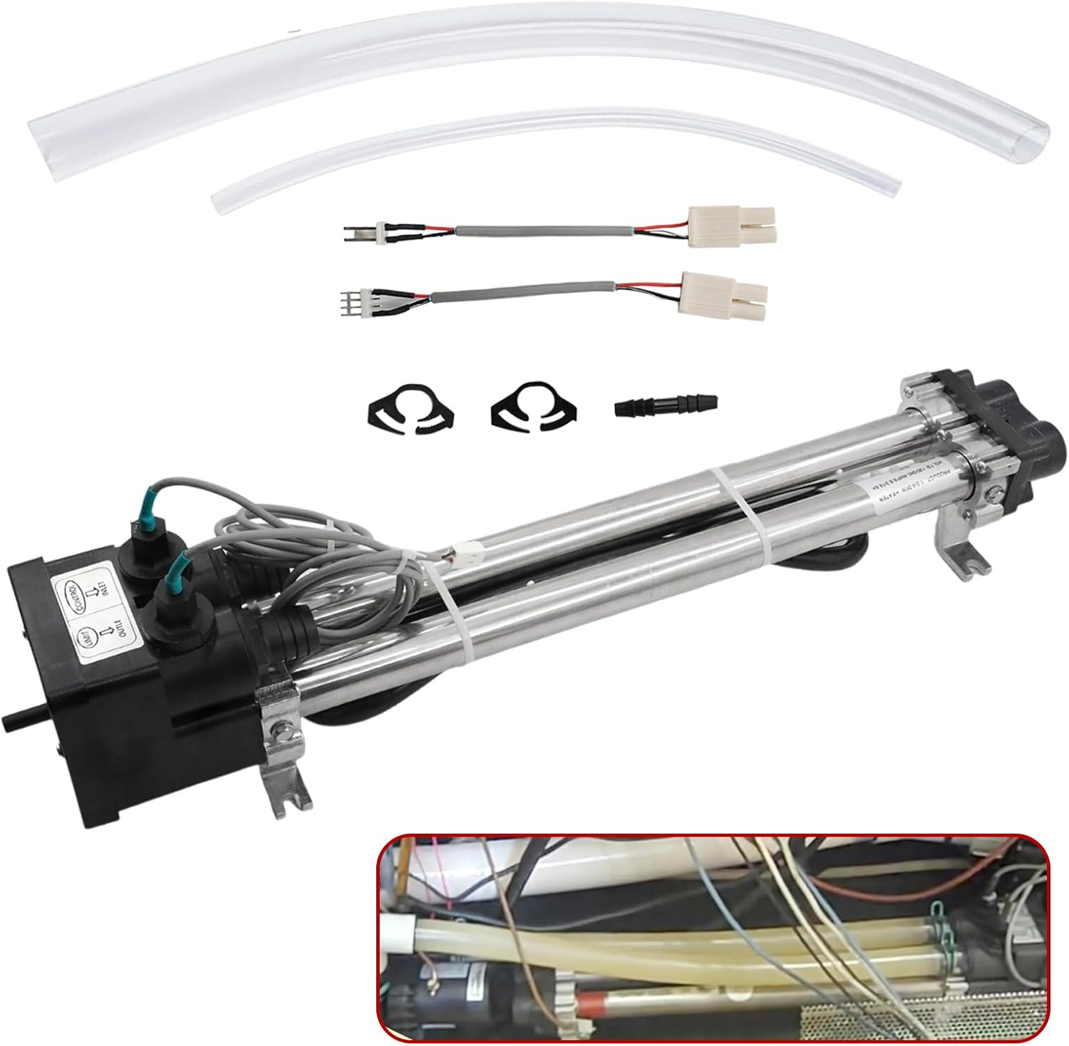 26-C3160-2S Double-Barrel Low-Flow Barrel Heater 4KW/1KW 240V/120V with Sensors Compatible with Hot Spring Tiger River 1995+ Spa Hot Tubs Heater Replace 73791 C3160-2S High-Temperature Auto-Reset