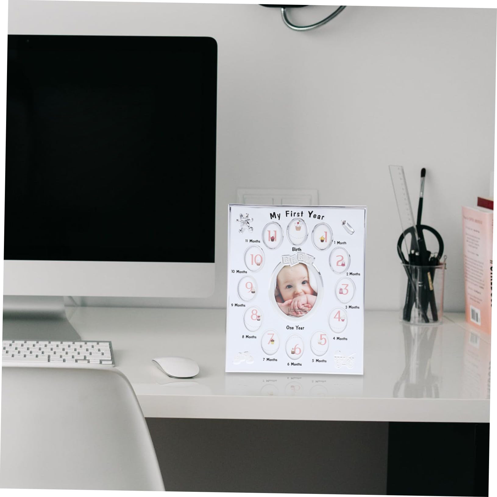 Marco de Fotos para Niña Marco de Crecimiento Infantil para Recién Nacido Soporte para Fotos de Cumpleaños y Recuerdo de Primer Año Regalo para Familias con Bebés