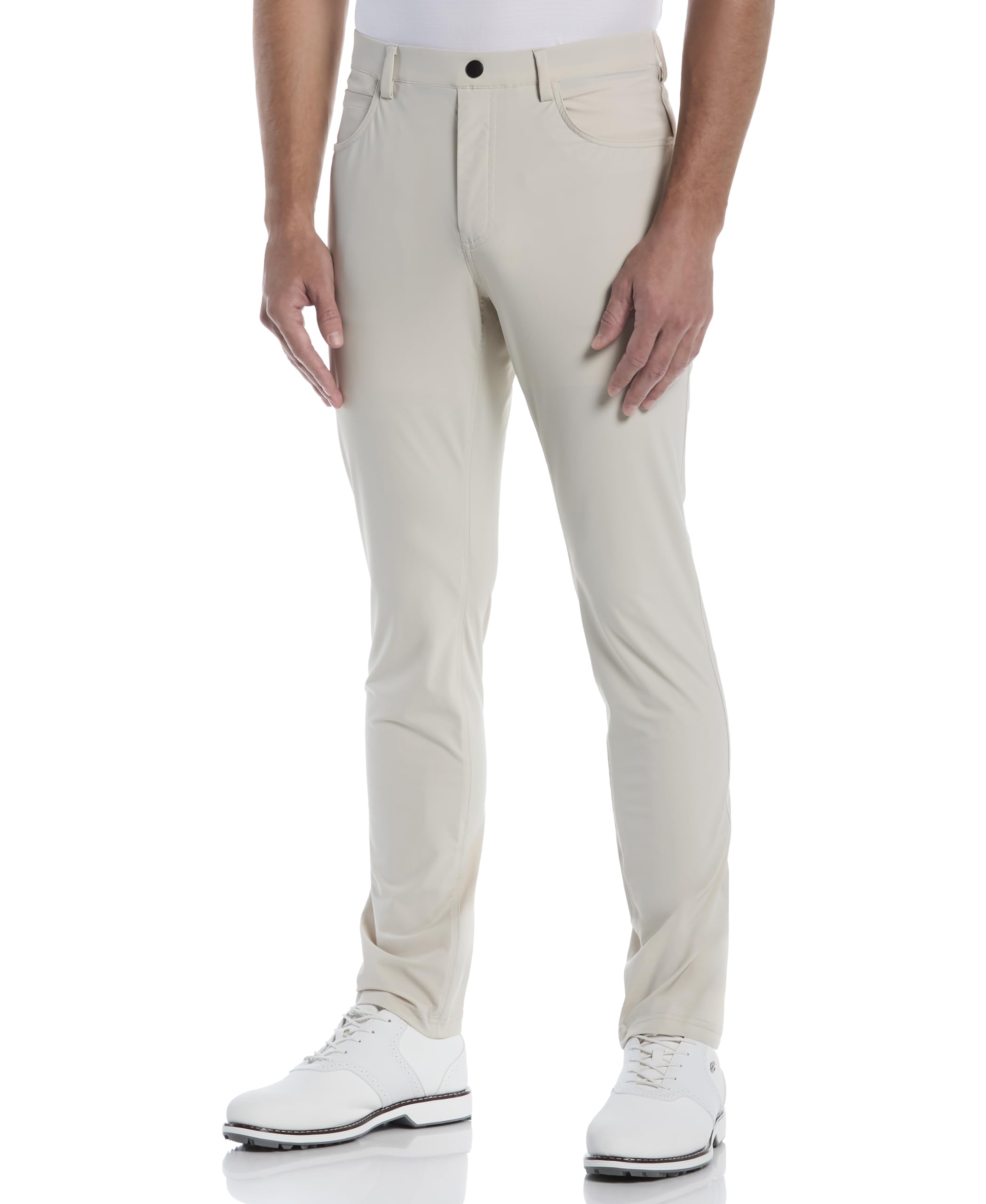 PGA TOUR Men's 5-Pocket Performance Pull-on Golf Pants, 30"/32" Inseams, 4-Way Stretch, Moisture-Wicking, Sun Protection, Silver Lining, Large/30 Inches Inseam