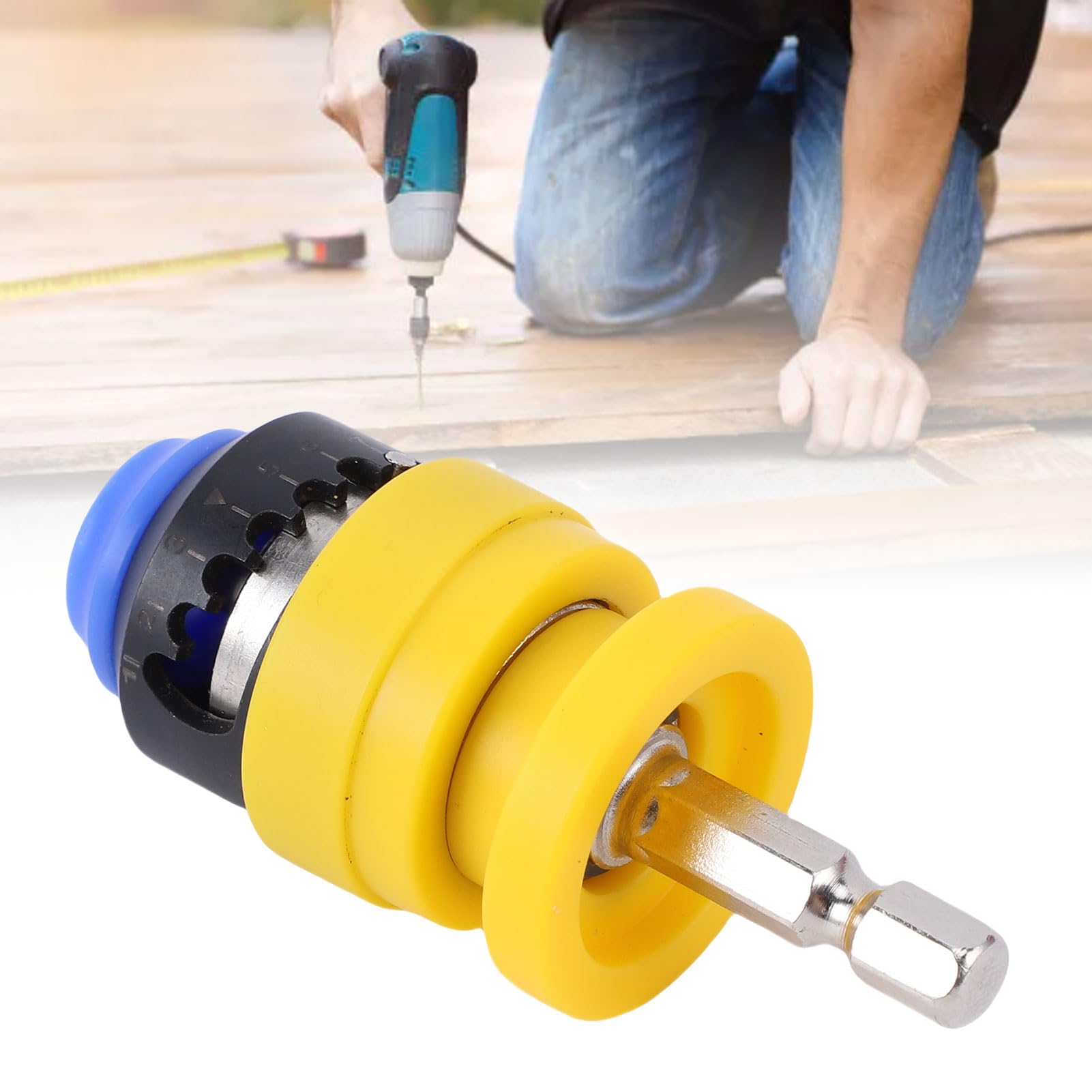 Regulowany uchwyt na końcówki wkrętaka 2-8 mm z pogłębiaczem magnetycznym do ustawiania głębokości śruby pozycjonującej do płyt gipsowo-kartonowych w kolorze żółtym