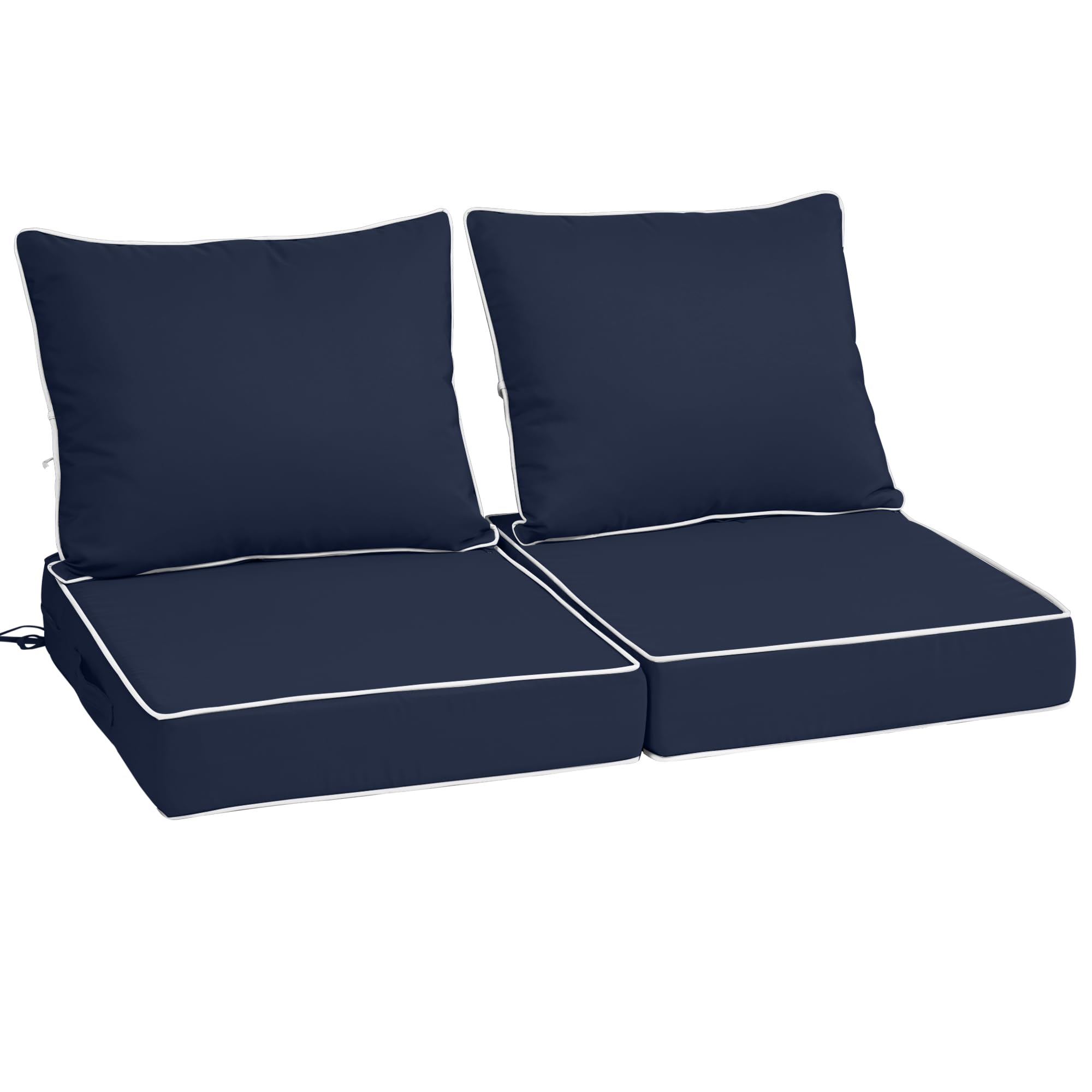 Outdoor Chair Cushion, 24 x 24 Inch Waterproof Deep Seat Patio Cushions Set of 2, Loveseat Cushions for Outdoor Furniture, 5'' Thick Patio Furniture Cushion with Handle Straps, Navy Blue