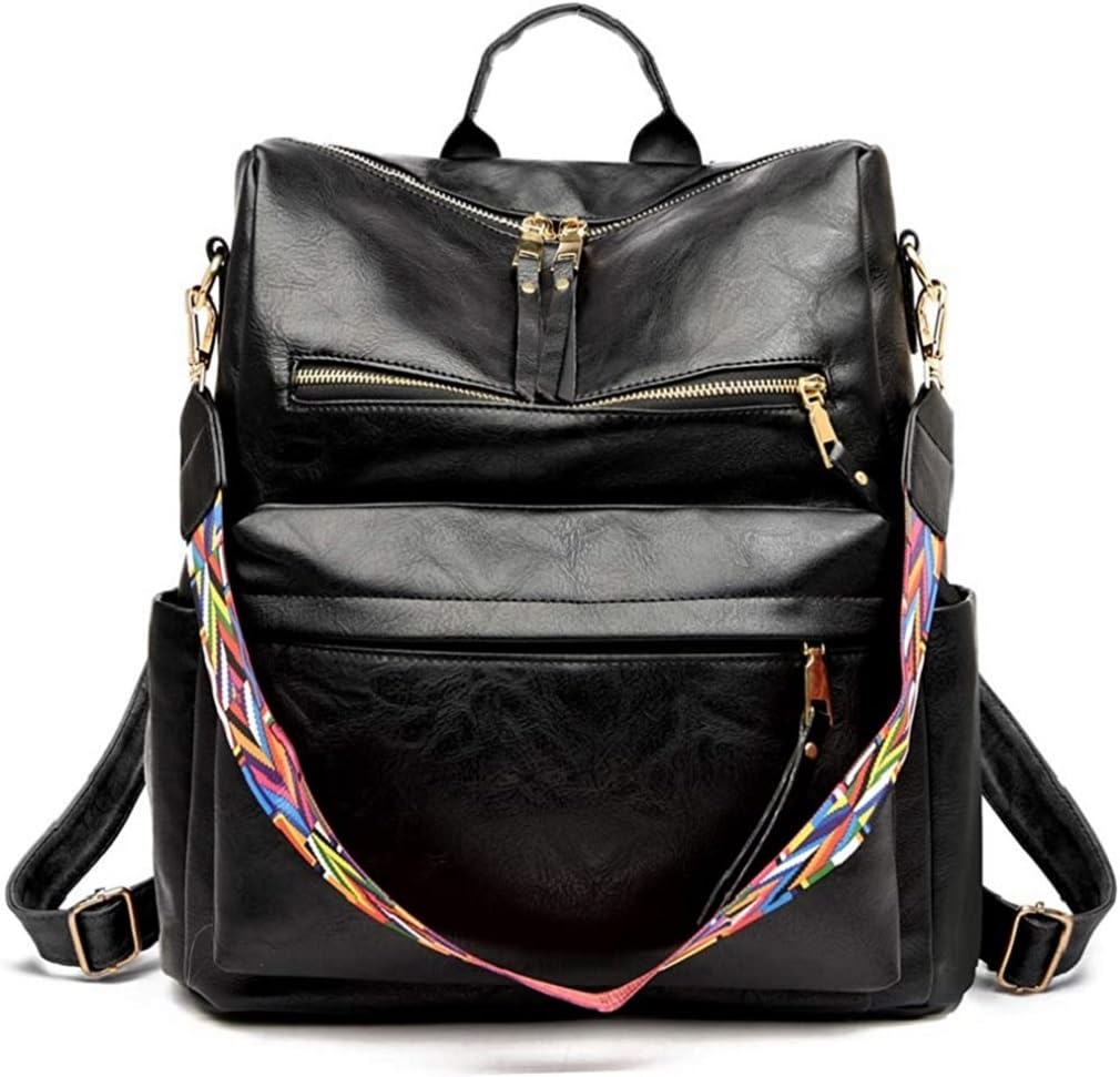 Craftify Backpack Purse for Women Designer Ladies Large Travel Convertible Shoulder Bag with printed sling belt backpack for women (Black) (B0CNCFFJ9K) Amazon Price History, Amazon Price Tracker