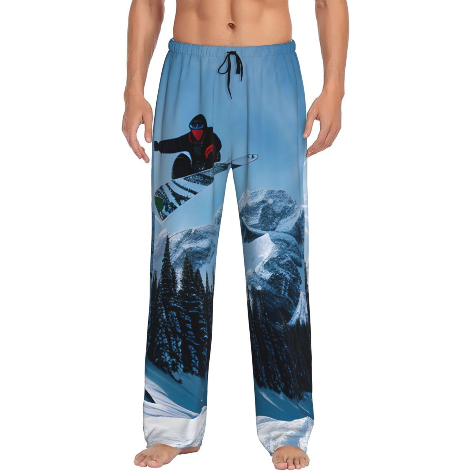 FSCEV Snowboarding Men'S Pajama Pants Essentials Loungewear Relaxed Nighttime Sleep Lazy Weekend
