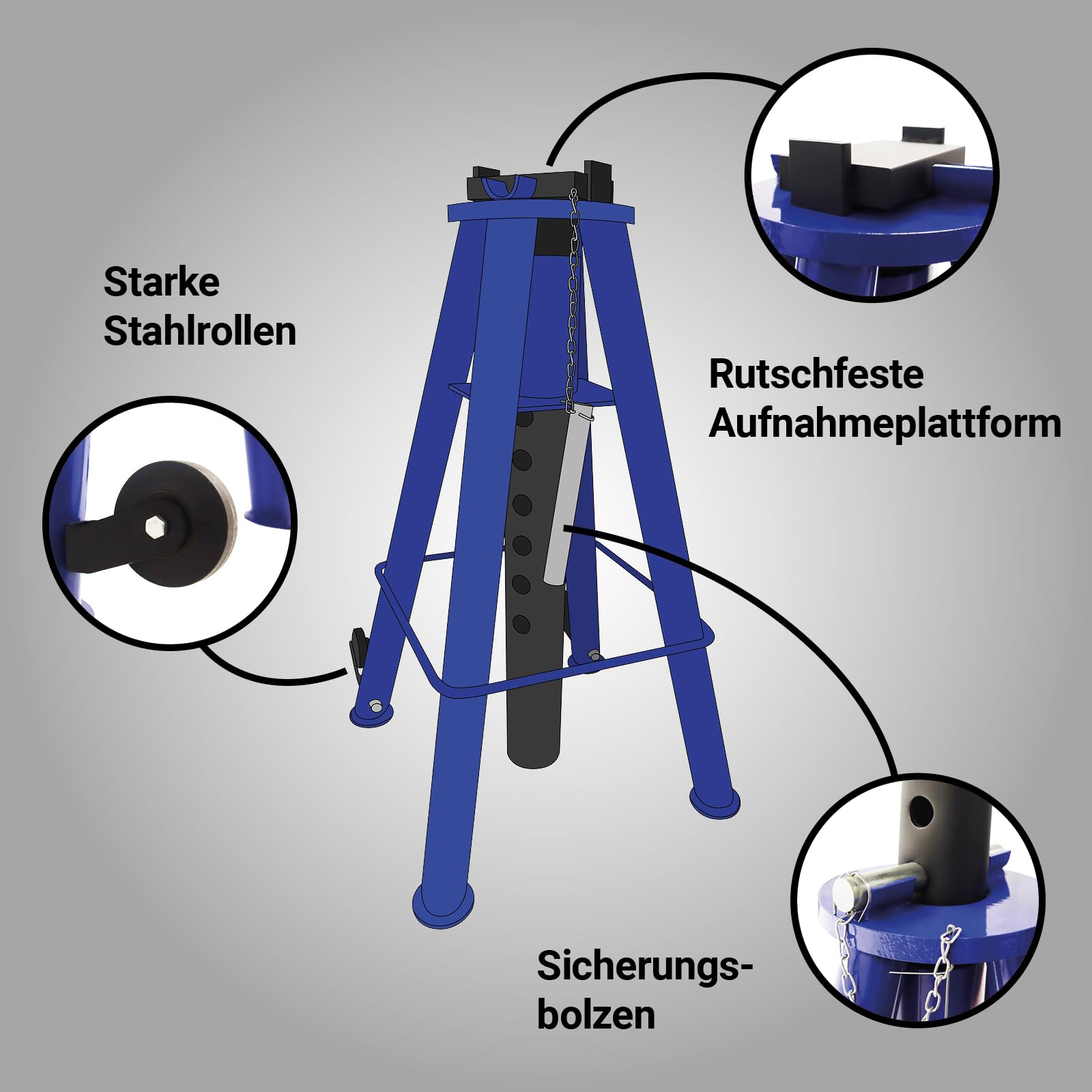 Bituxx 12T Stützbock Unterstellbock KFZ Auto Bock Aufbocken Jack Stand Stütze Auto Höhenverstellbar Blau