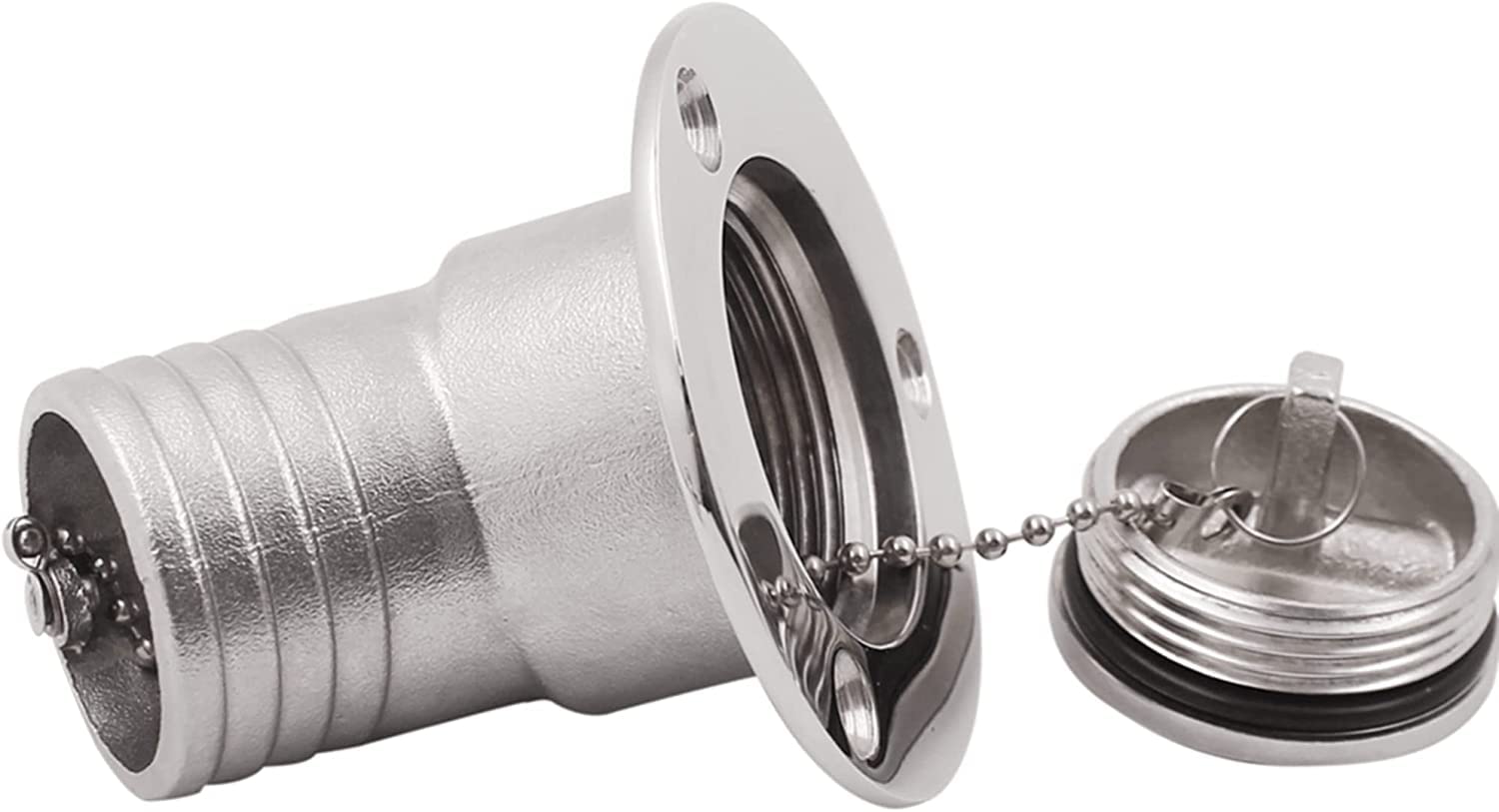 Llenador de cubierta marina de 45 grados, kit de llenado de cubierta de cuello en ángulo sin llave de acero inoxidable marino para barco yate RV (combustible, 2 pulgadas/50 mm)