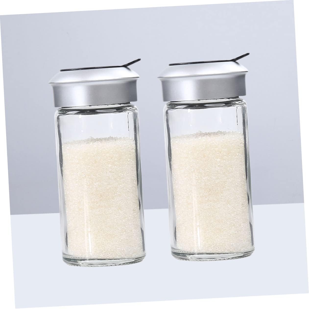 2 Pcs 100ml Rotating Cruet Jars Lead-Free Glass Salt Pepper Shaker Set for Barbecue Seasoning Multi-Purpose Kitchen Condiment Bottles