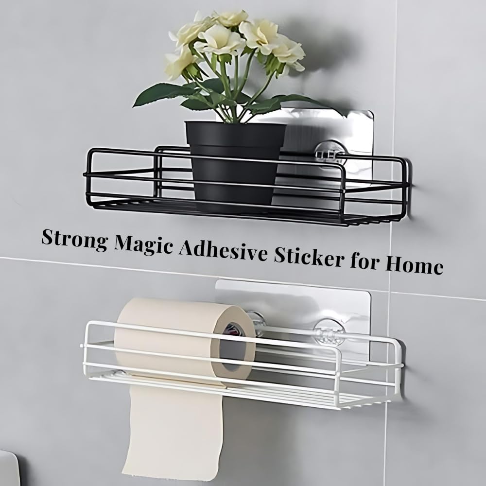 draval 1st Choice Unique Strong Magic Adhesive Sticker for Bathroom Self Corner Shelves Pack of 6 Pcs (Big Adhesive Sticker) 2