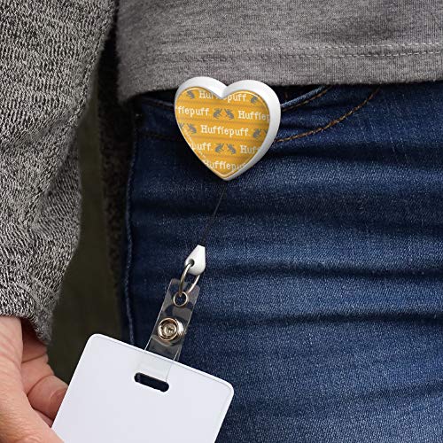 Harry Potter Hufflepuff Sweater With Words Pattern Heart Lanyard Retractable Reel Badge Id Card Holder #TOP1