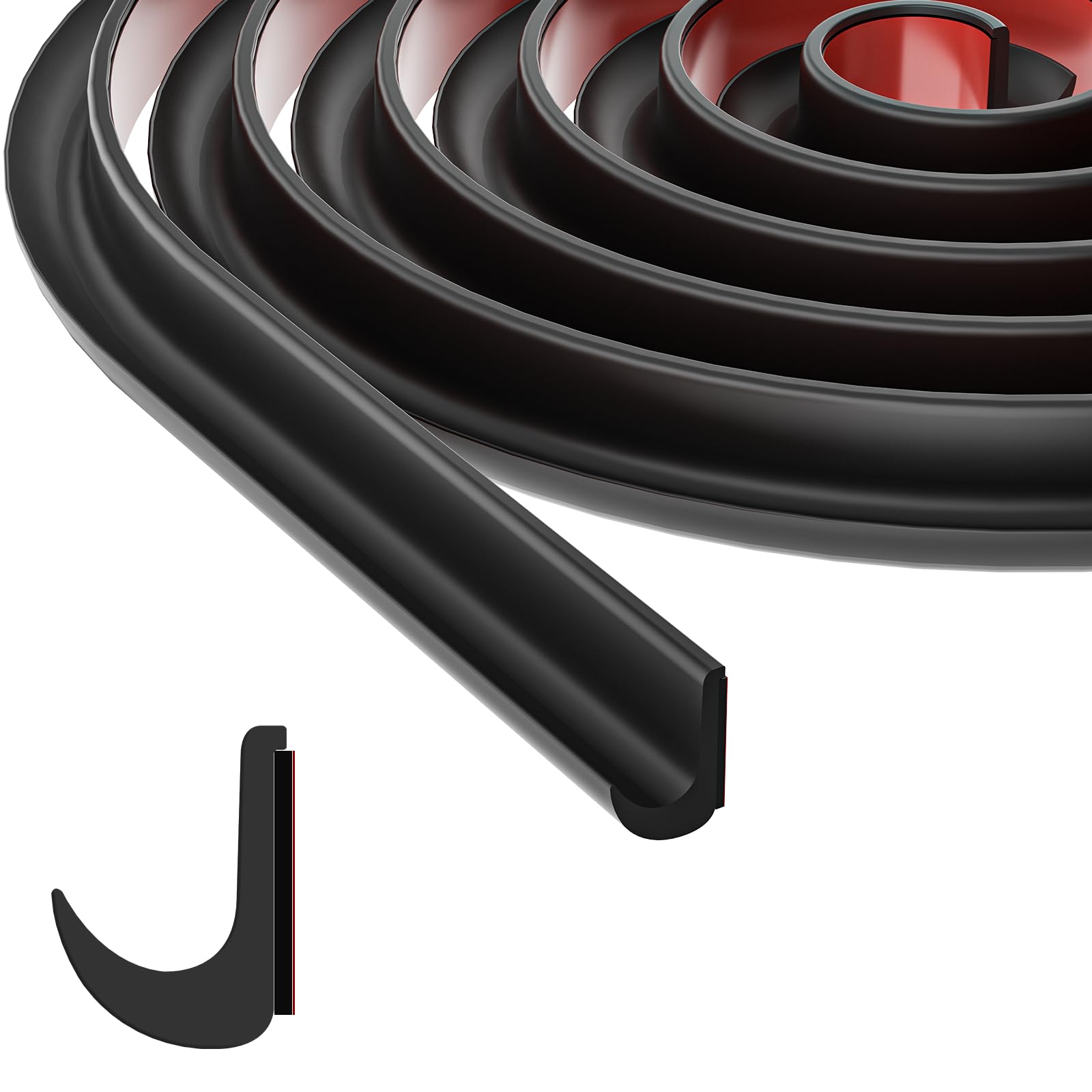 J-Shape Rain Gutter 6M,Easy to Install Flexible Drip Rail,Rain Diverter Strip to Control Water Runoff for Cars,Trucks,RVs,Vans,Boats and Home（Black)