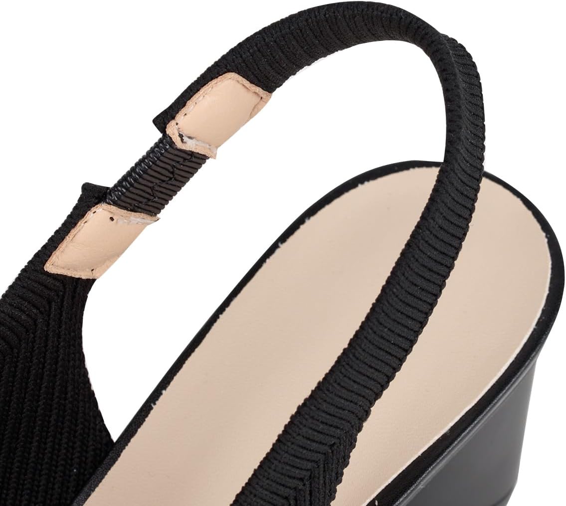 YEOJOU Slingback Heels for Women Comfortable Knitted Pumps Closed Toe Pointed Toe Dress Shoes Work - Image 4