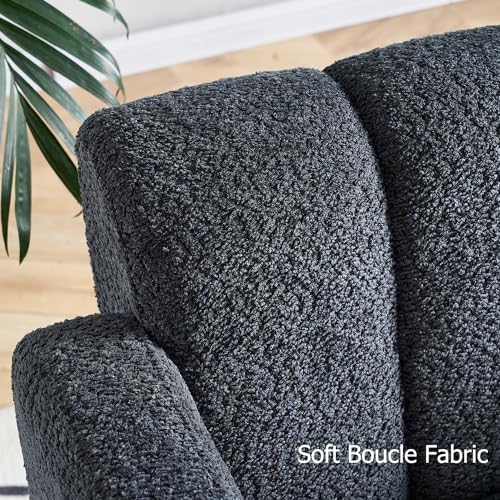 Sillón moderno con tela boucle gris oscuro miniatura 7