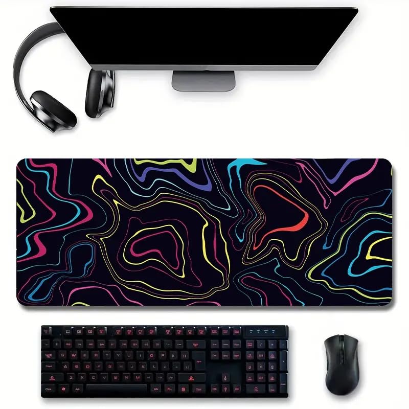 Image of Saco XXL Gaming Mouse Pad for PC - Large Desk Mat 900x400x3mm, Extended Non-Slip Rubber Base, Waterproof Surface, Topographics Design, Big Keyboard Mouse Pad for Office & Home Setup