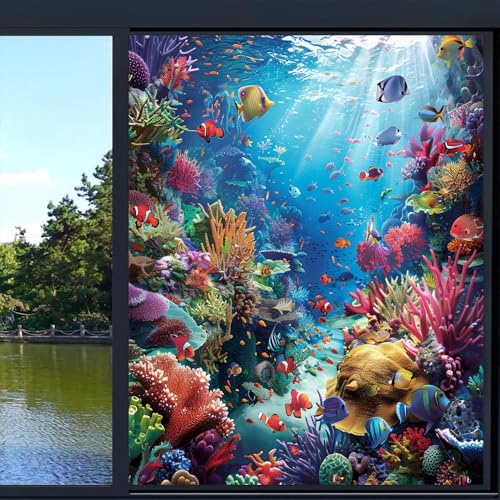 Vinilo decorativo de ventana Frosted Modern Fish 15.7x23.6 pulg miniatura 6