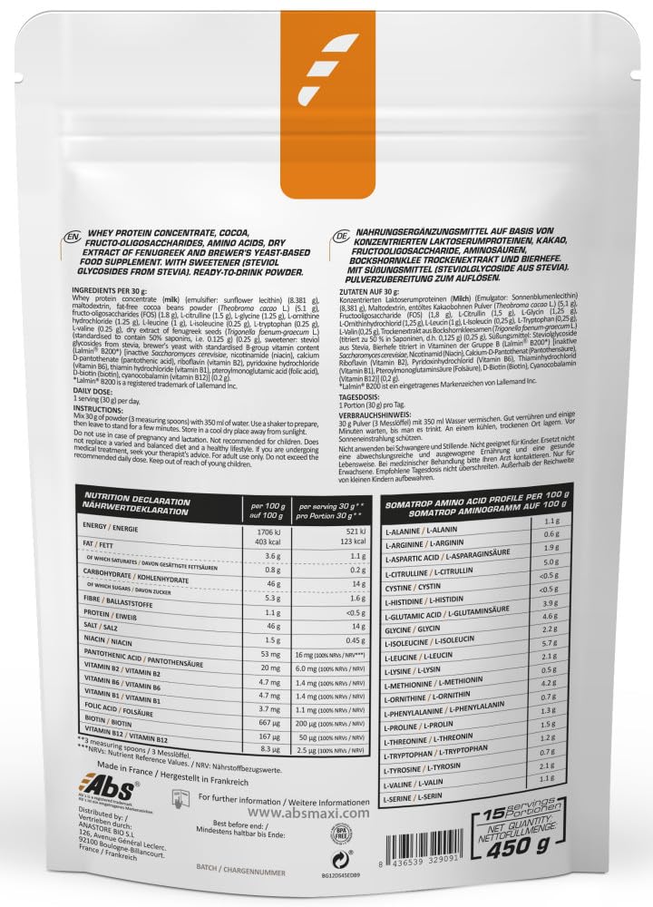 SOMATROP * 450 g * Pulver zur Herstellung eines Getränks reich an Aminosäuren * Molkeproteinisolat (ISOLAT) + B-Vitamin-Komplex
