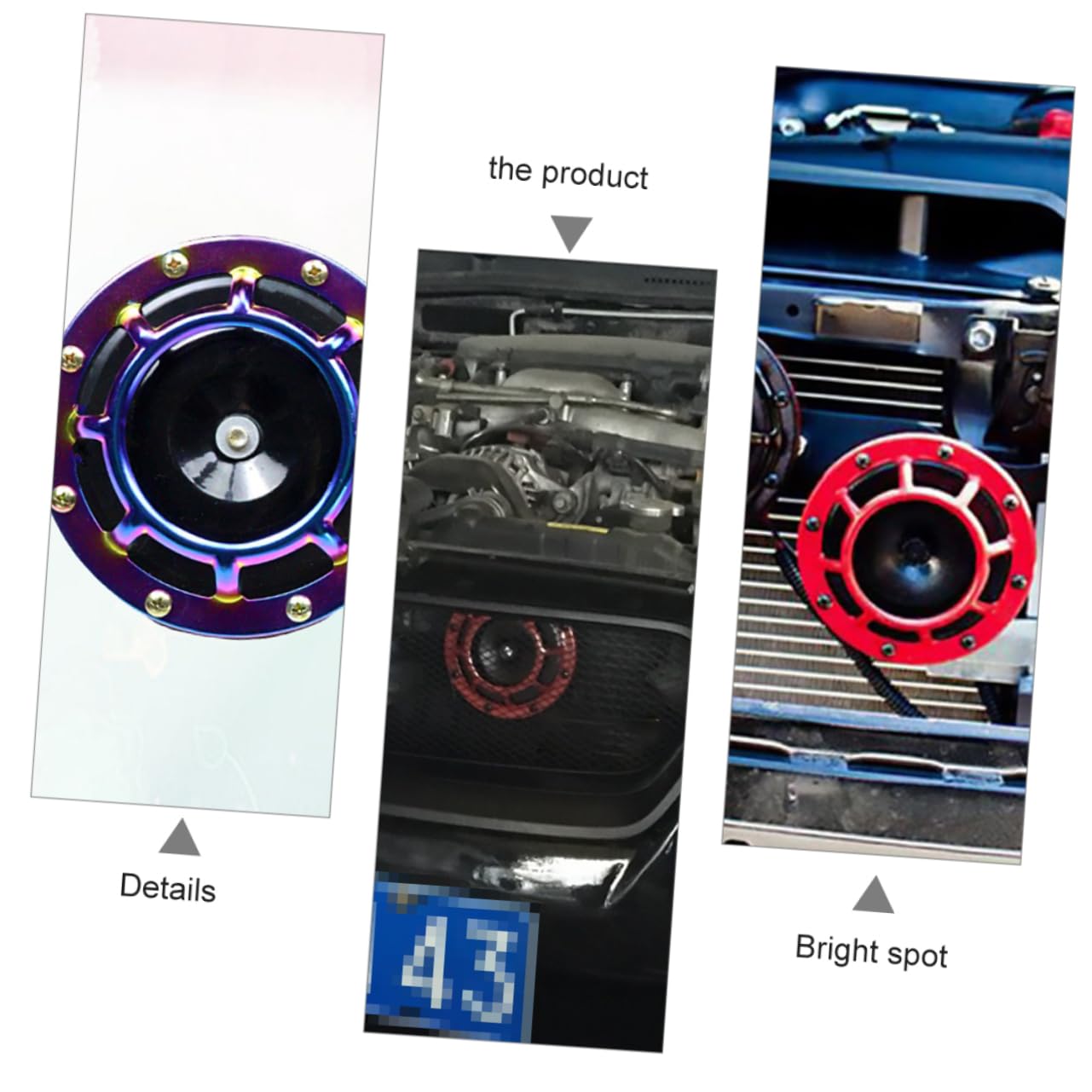 Amosfun 1 Paar Super Lautes Auto Horn Bunte Druckluft Hupe für Motorrad Wasserdichtes Lufthorn für Fahrzeugmodifikationen Einfache Installation