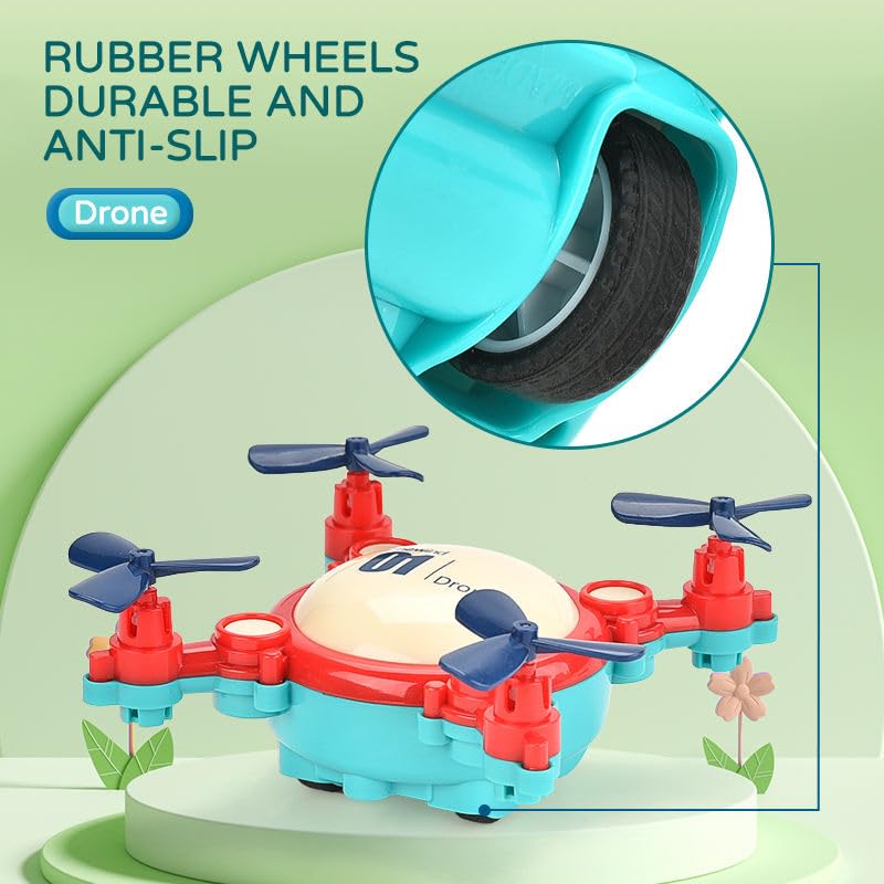 Image of SHAKTISM Toy Drone Stunt Car with Moving Fans, Inertial Friction Power Vehicle, Interactive Kids Toy, Random Colour - 1Pc