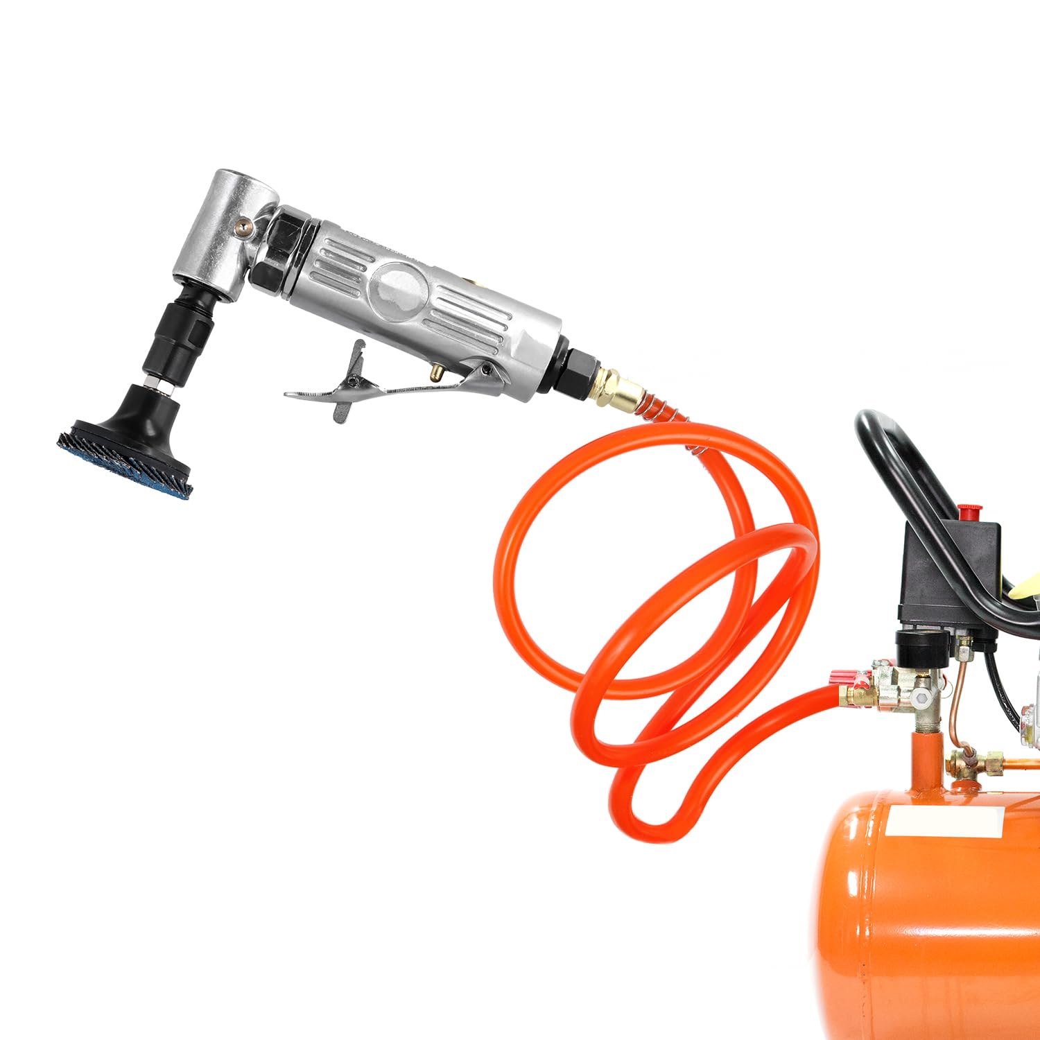 QWORK® Amoladora angular de 90° y muelas abrasivas de 50 mm - presión de funcionamiento 6,2 bar, velocidad de ralentí 12000 rpm - para pulido y esmerilado de precisión