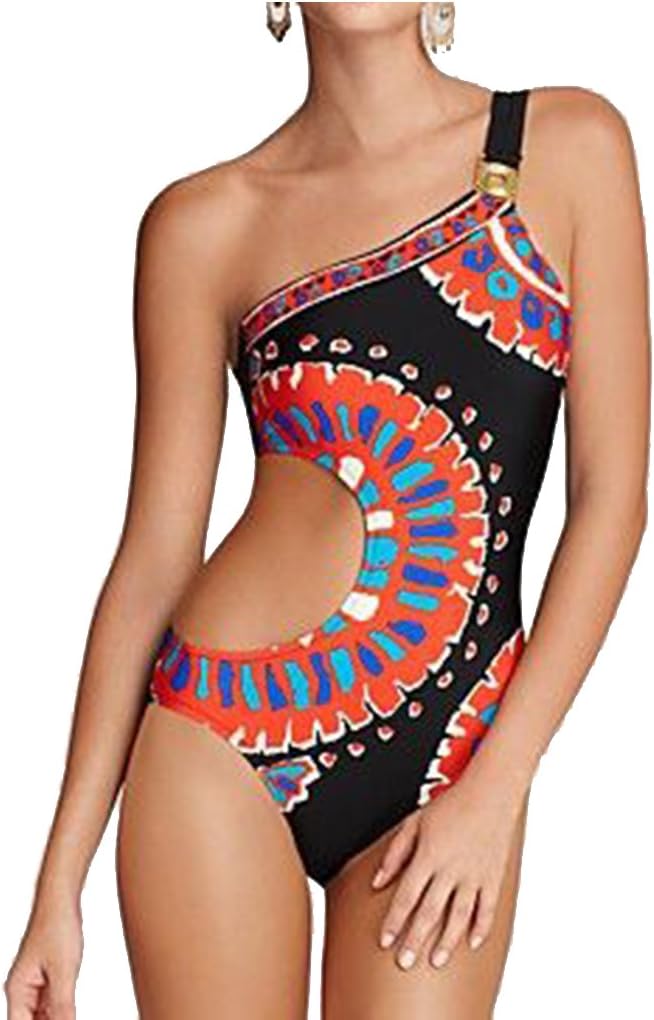 American Indian Triangle Bikini Swimsuit for Women One Shoulder One Piece Swimsuit Sexy Cutout Bathing Suit