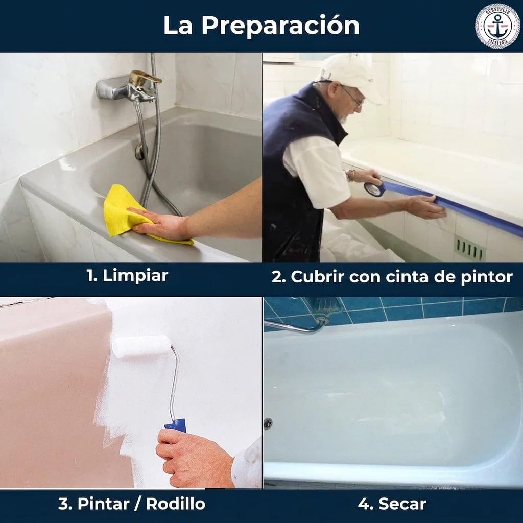 pintura para bañera 2K tradicional - barniz para GFK, esmalte, recubrimiento especial bañera, lavabo, plato de ducha, pintura azulejos (2,5 L, Gris plata) Lausitzer Farbwerke