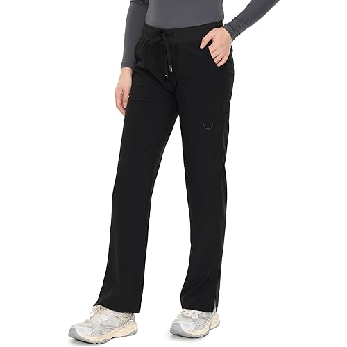 COZYFIT Scrub Pants for Women - Straight-Leg Cargo Pants with 3 Pockets, Drawstring Scrub Pants