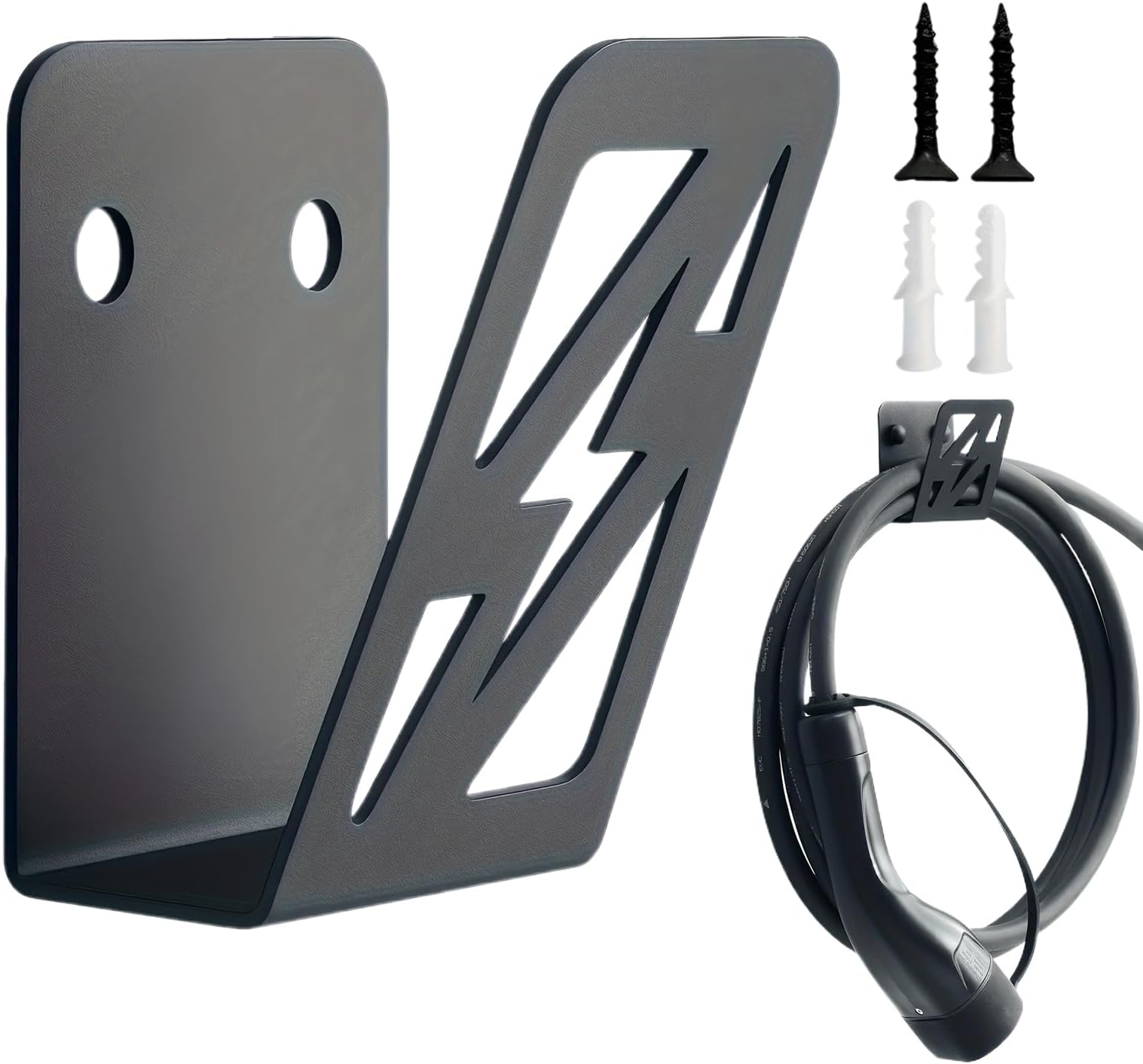 EV Cable Holder,Wall Mount Iron Bracket with Screw - Ev Charger Stand,for Daily Commuting Vehicle Road Trip Travel Work Driver Trucks SUVs RV Daily Work Driver Travel