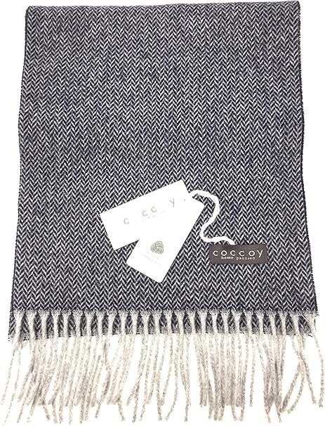 Sciarpa Uomo in Pura Lana (45% Cashmere, 55% Lana Merino) con frange gr. 225 mq cm. 30x190 art. Gaston (Blu 10)