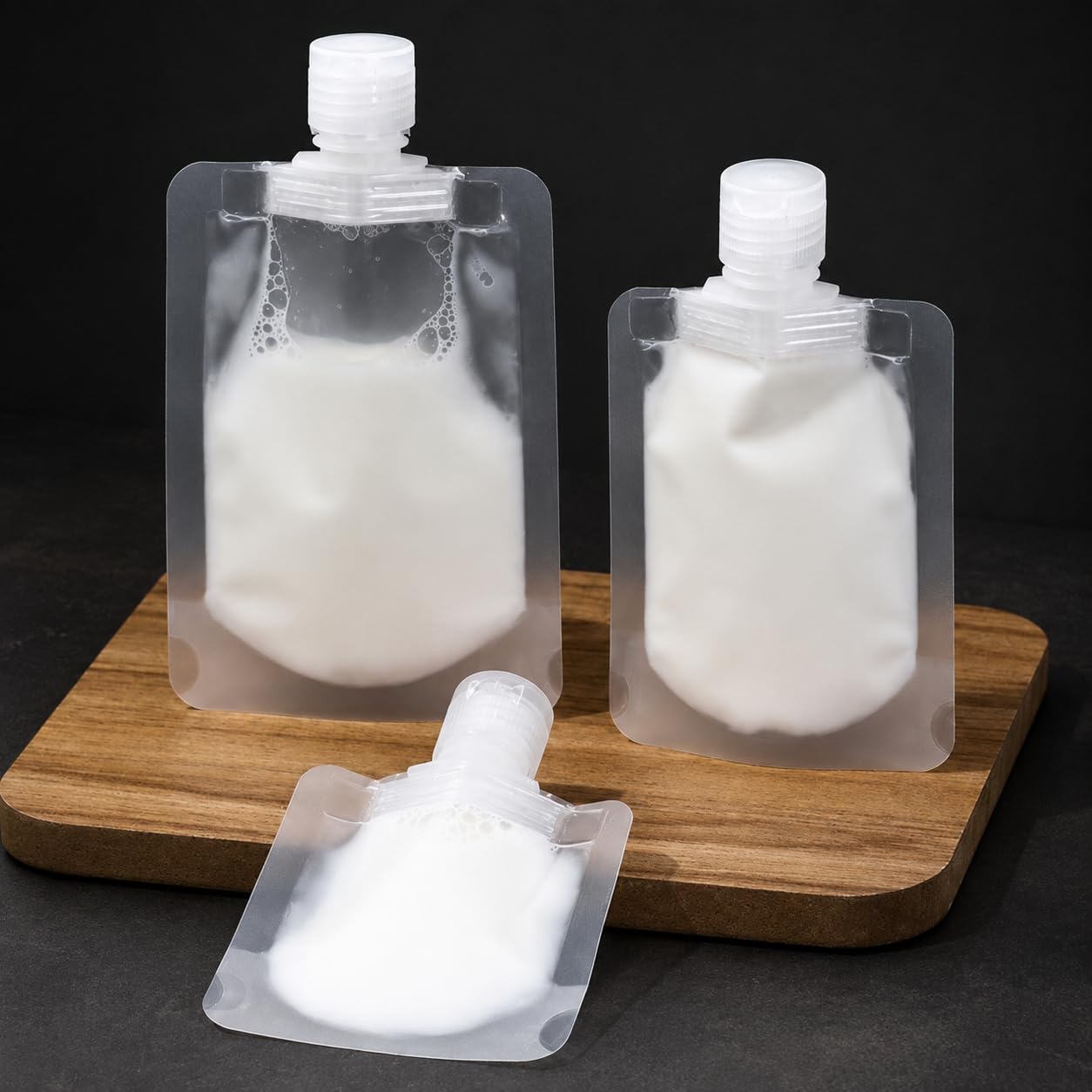 Refillable Travel Squeeze Pouch, White Stand Up Leakproof Toiletry Container for Shampoo, Lotion, Shower Gel, Reusable Cosmetic Storage Bags 30ml 50ml 100ml-image-48