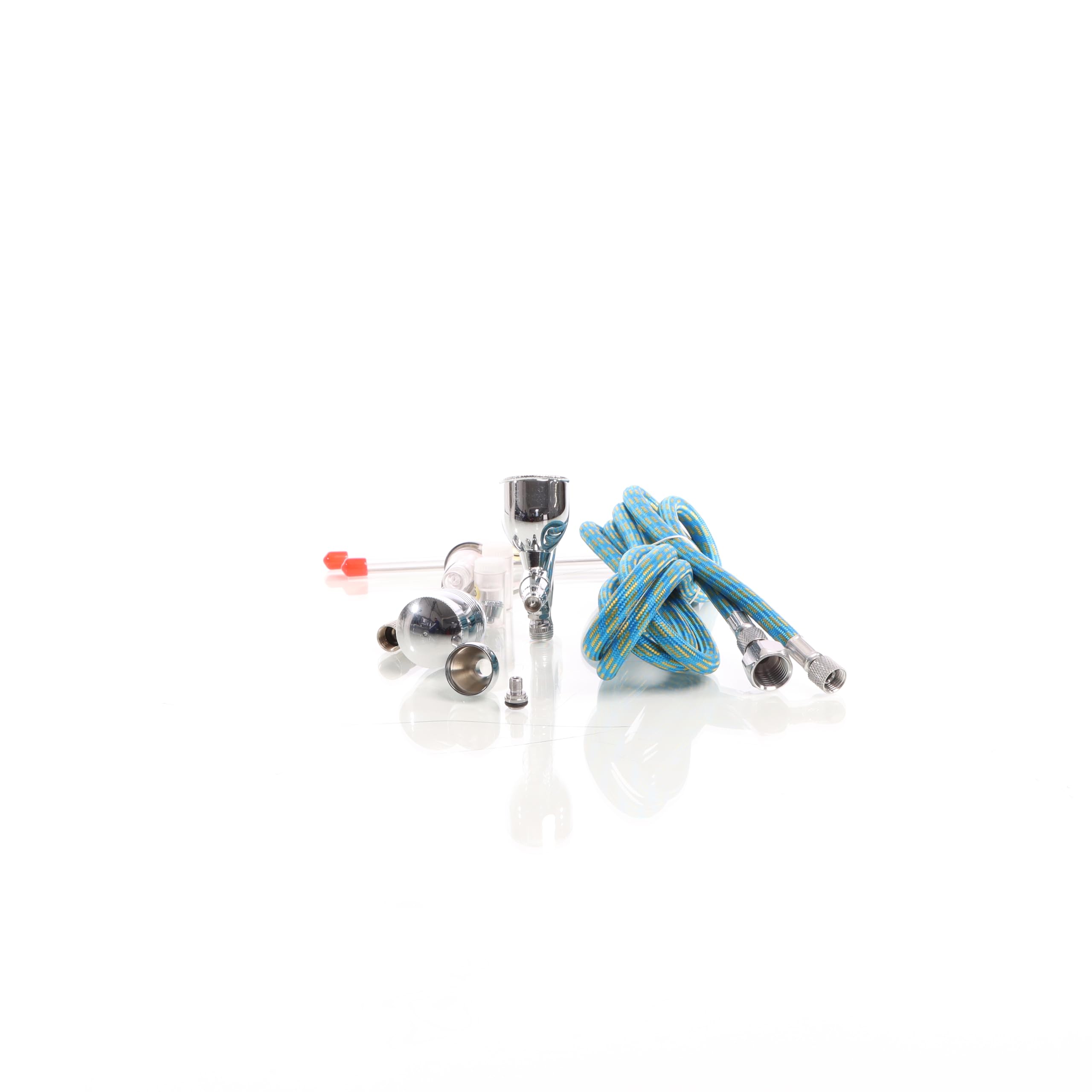 Wiltec Kit Pistolet aérographe professionnel Modèle 186K – Action double DA – avec Buses 0,2/0,3/0,5 mm – Godets 2/8 / 13 ml – Mini-filtre – Tatouage, bronzage, maquillage, modélisme airbrush