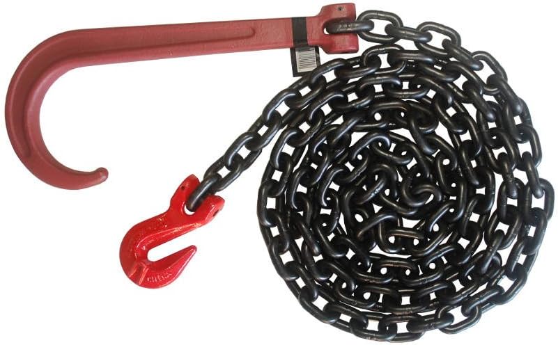 Manufacturer Express J Hook Chain 3/8’’X10’ with Grab Hook Grade 80 for Tow Rollback Wrecker Tie Down Truck