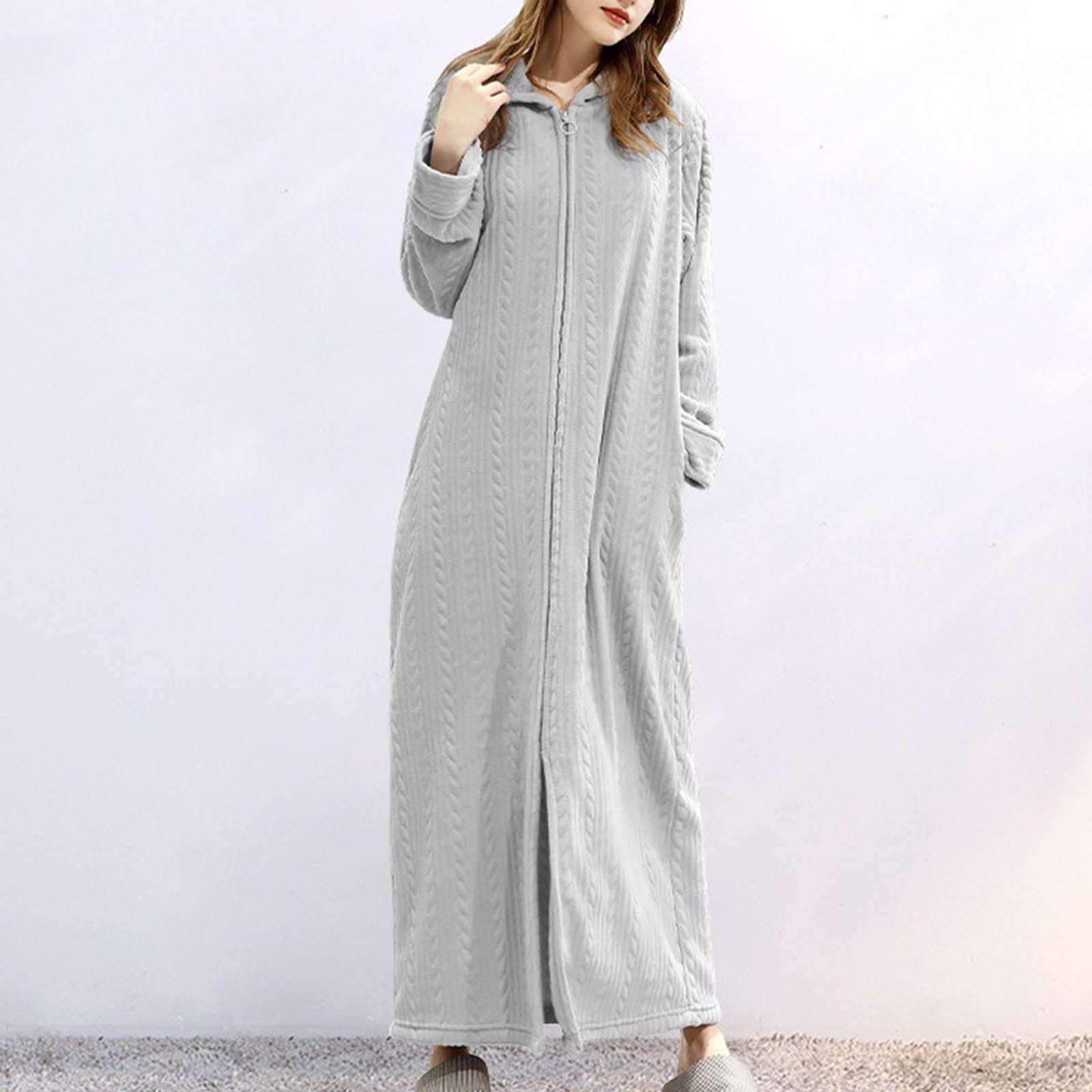 Pigiama da donna in flanella, cappotto lungo ispessito, abbigliamento da casa, pigiama da donna