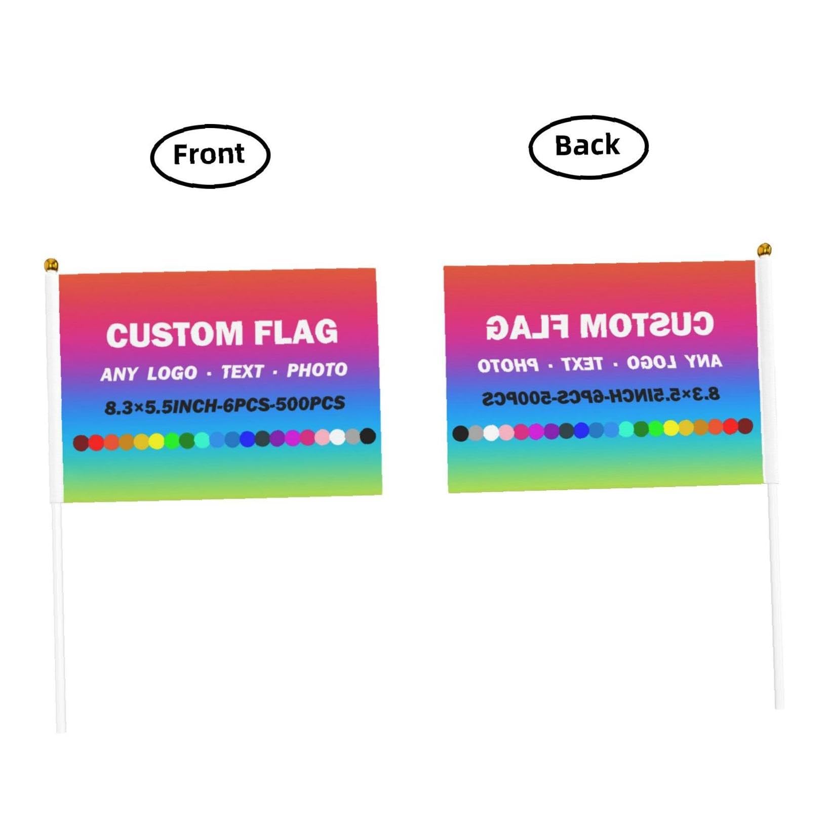 Drapeaux Portables Personnalisés avec mât, 6 à 500 pièces, Mini Drapeaux Personnalisés avec Logo et Texte Photo pour Activités d'équipe, événements Sportifs, défilés de Match de Football, défilés