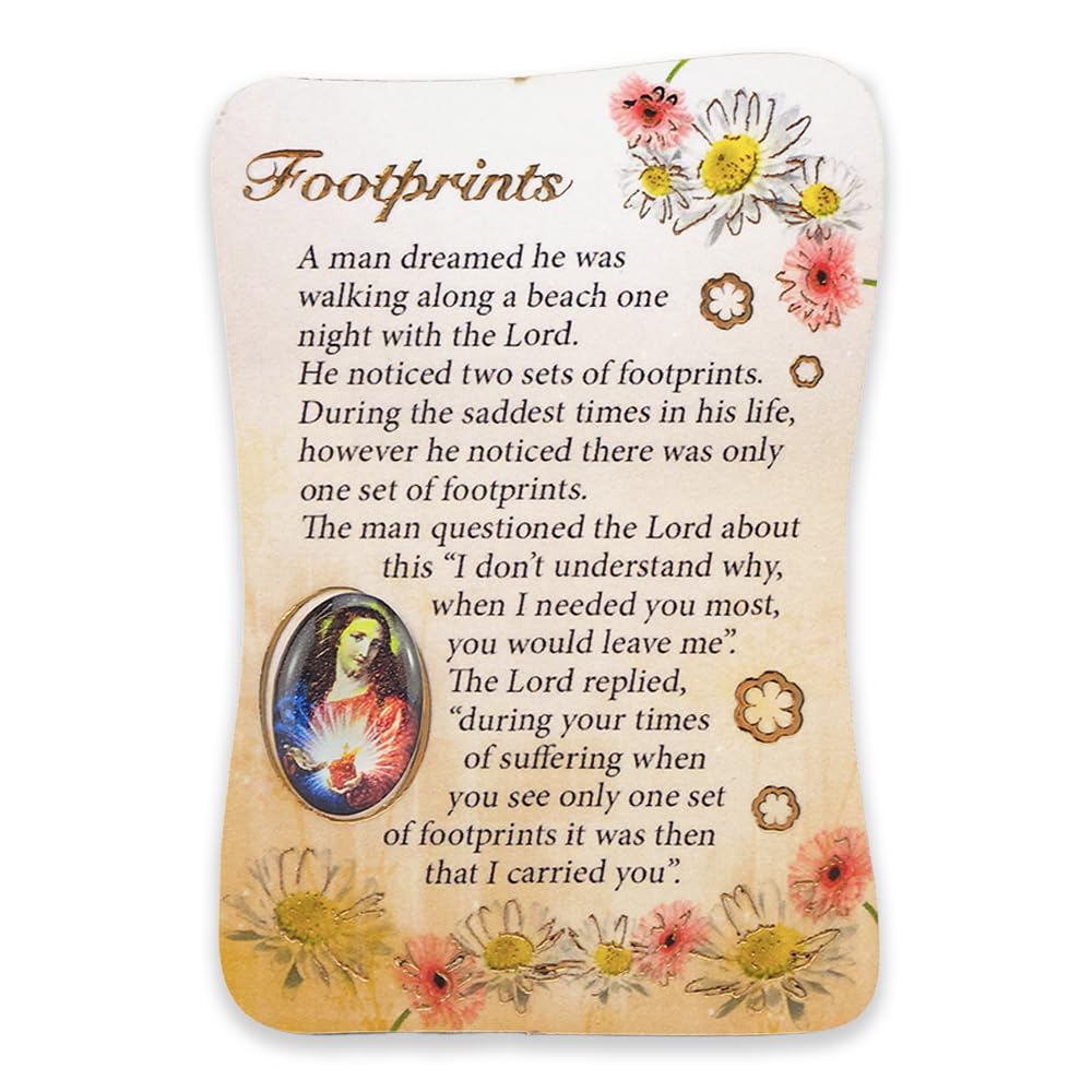Footprints | Wood Plaque Style Fridge Magnet | Christian Gift | Cracker Filler