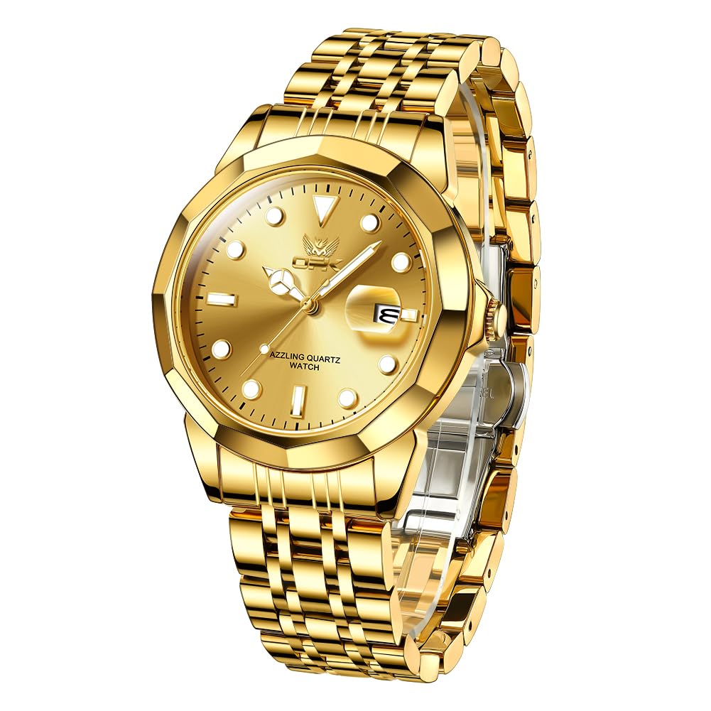OPK Watches for Men Dress Analog Quartz Watch with Day Mens Business Wrist Watch Luxury Big Face Stainless Steel Waterproof Luminous — view 7