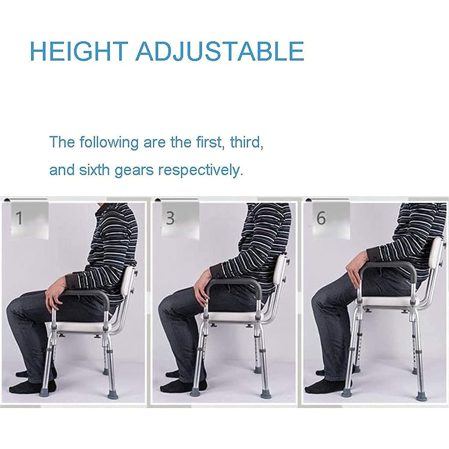 Taburete De Ducha, Estructura De Aluminio Inoxidable, con Reposabrazos, Respaldo, Antideslizante, Altura Ajustable, Asiento De Ducha para Personas Mayores, Discapacitada(Ventosas Grandes)