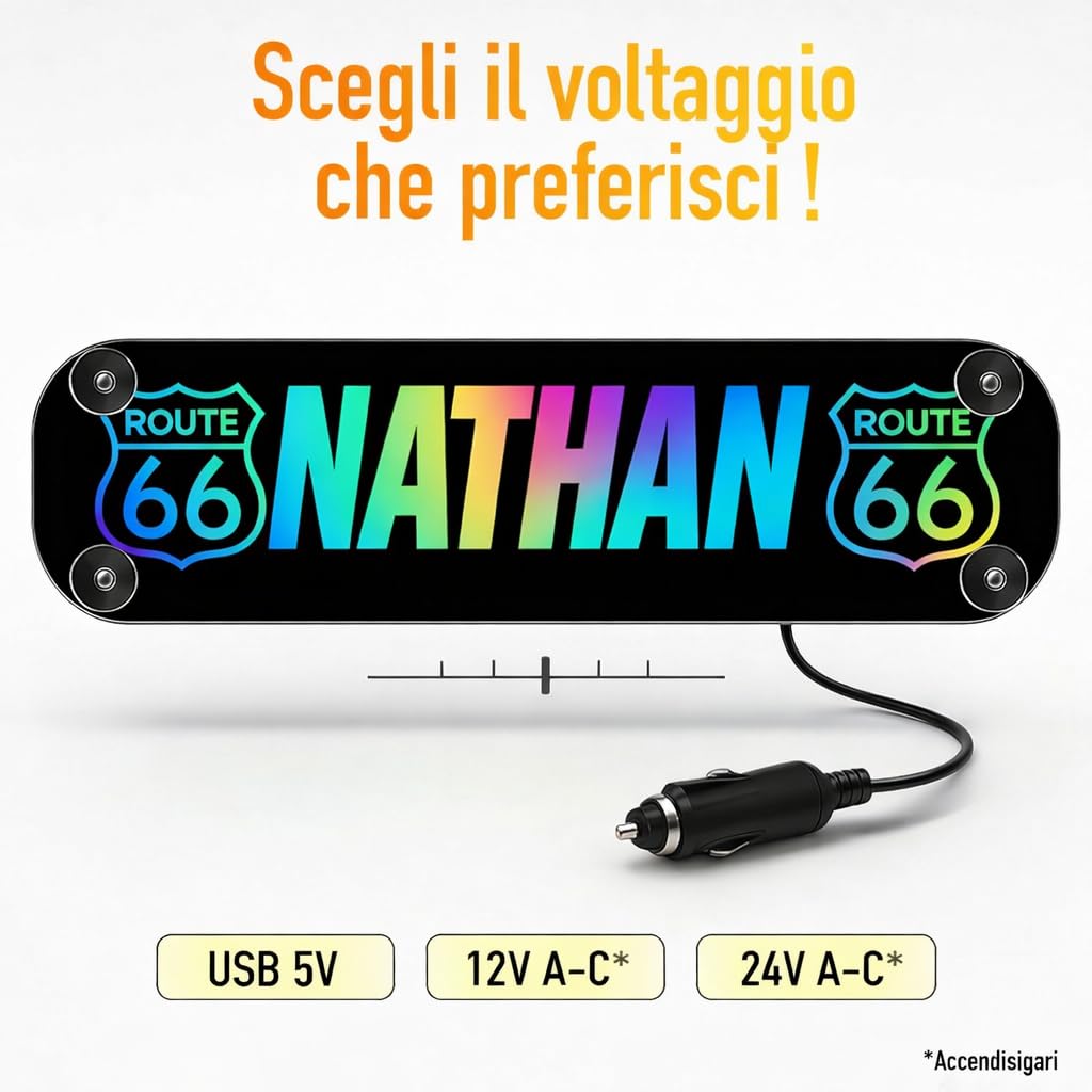 Targa luminosa camion personalizzata 60 x 14cm STICK OLIVIER® illuminazione LED RGBW atmosfera musicale 5V 12V 24V USB targa camionista personalizzata [ Insegna luminosa personalizzabile ]