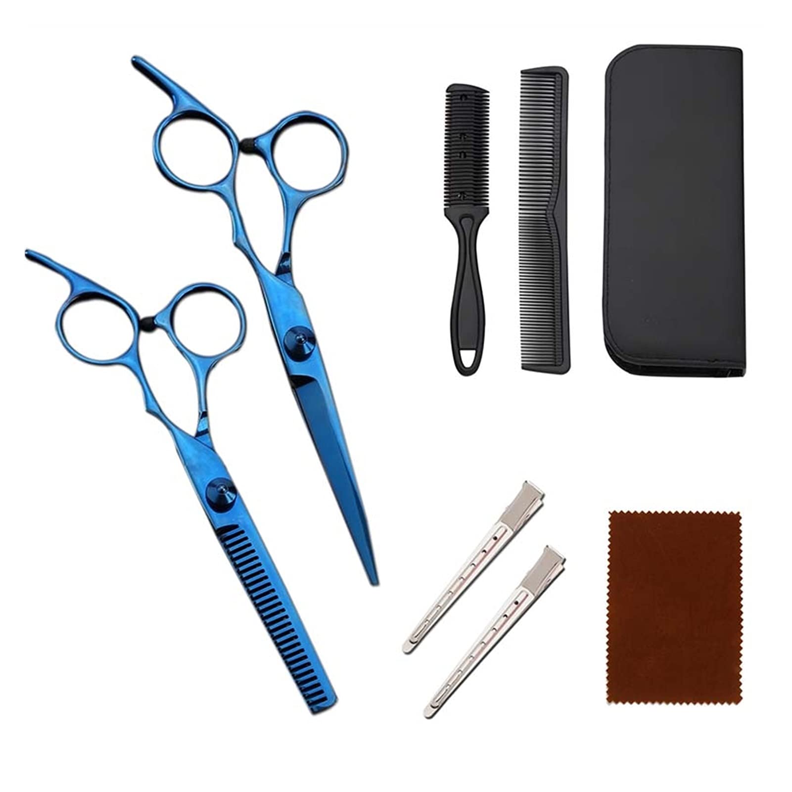 Ciseaux Coiffure/Ciseaux Cheveux Ciseaux à cheveux sertis avec sac Ciseaux Ciseaux Ciseaux Ciseaux Ciseaux Clips Peigne Ciseaux Ciseaux Ciselure Toile de nettoyage Outils de coupe des cheveux Ciseaux