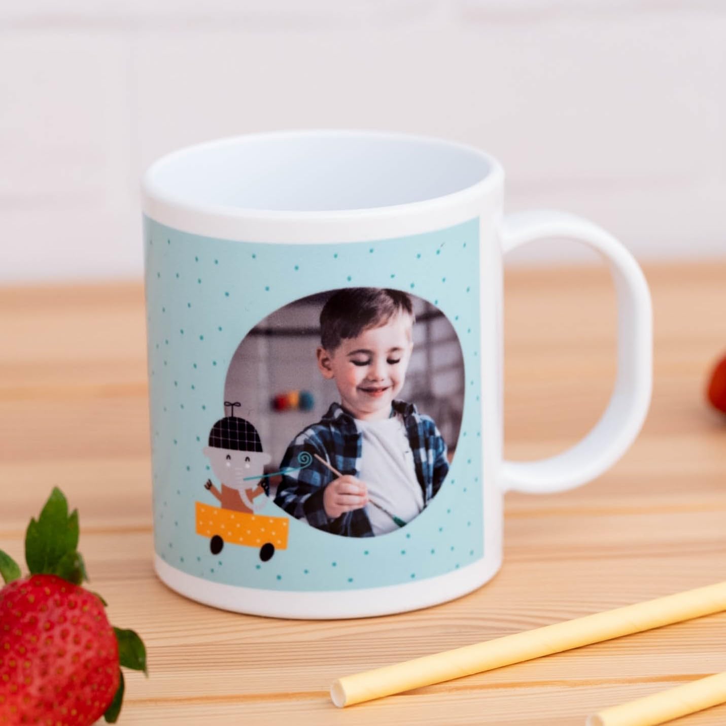 Wanapix | Plastic Cups with Name | BPA-Free Plastic | Children Small Mugs | 325ml | 100% Personalised