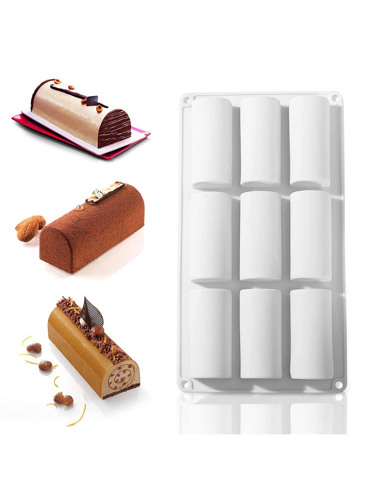CAKE DECOR™ 9 Cavity Log Mould Swiss Roll Shape Silicon Muffin Mould, Candy Pastries Molds (B0C7CHJKVN) Amazon Price History, Amazon Price Tracker