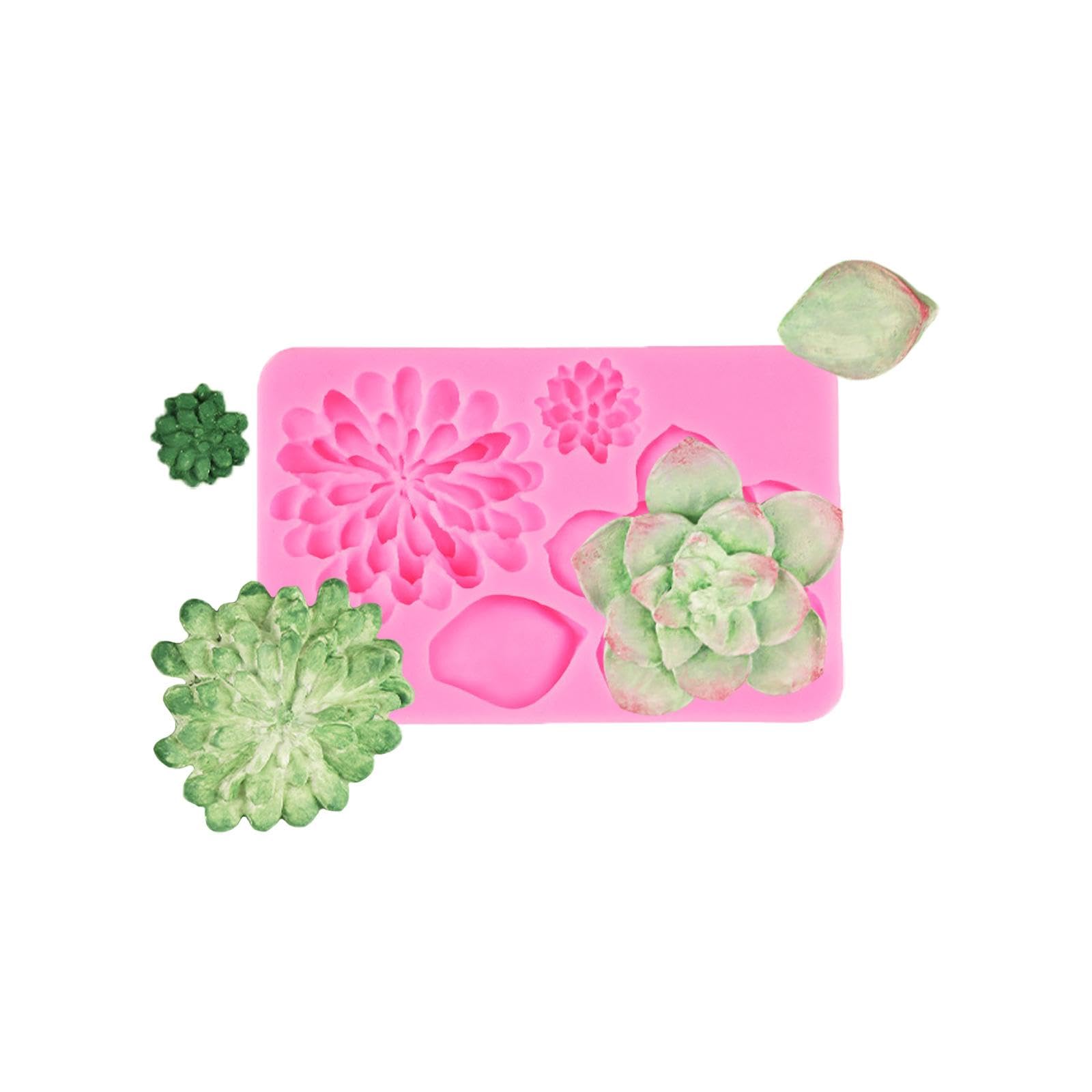 Moldes de silicona, moldes de chocolate, 12,5 x 8 x 1,5 cm, molde de silicona para cactus, hojas suculentas, fondant, herramientas de decoración de pasteles, cupcakes, arcilla, caramelo, chocolate