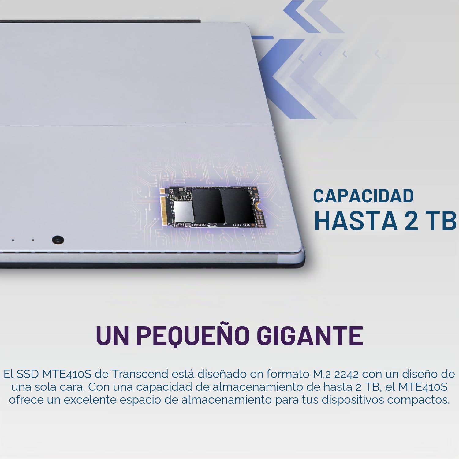 Transcend 1TB M.2 NVMe SSD 2242 PCIe Gen4x4 MTE410S Máx. Lectura/Escritura: 5,000 MB/s/4,300 MB/s TS1TMTE410S