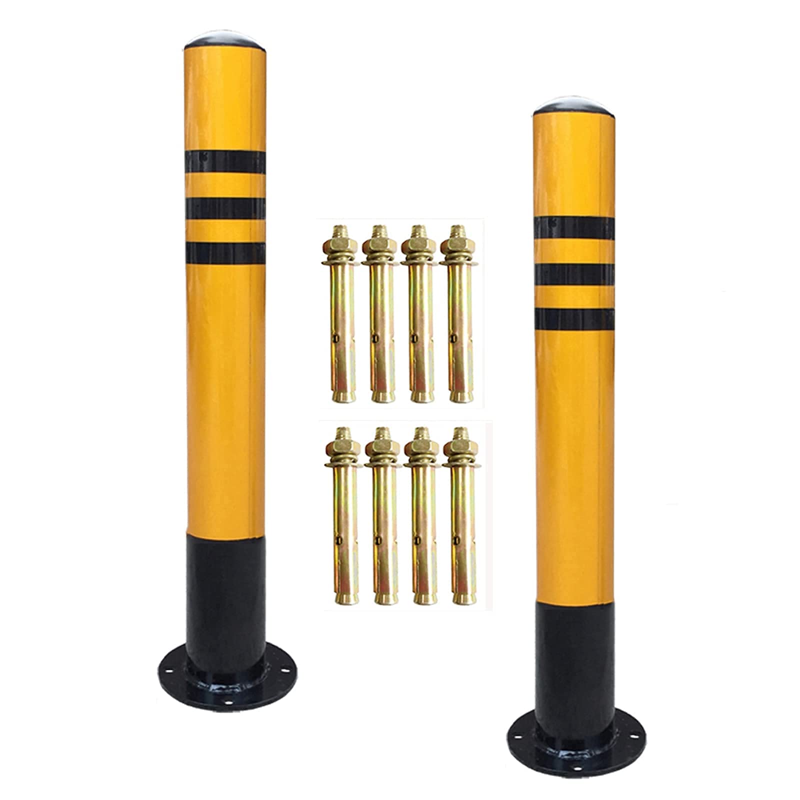WDSOPK Parking Pole, Safety Bollard for Driveway with Reflective Tape, Easy Install for Dedicated Parking Space （76×750mm）