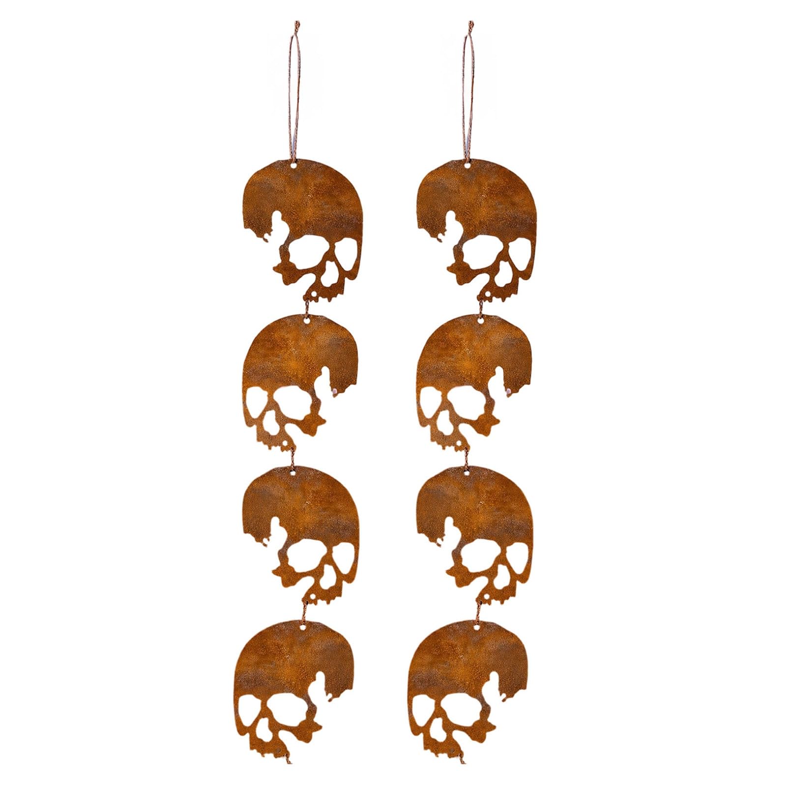 Tuxoiou Metal Skull Hanging Ornament, Anti-Rust Garden Sign, Vintage Halloween Decor for Indoor Outdoor Yard Decoration 2pcs