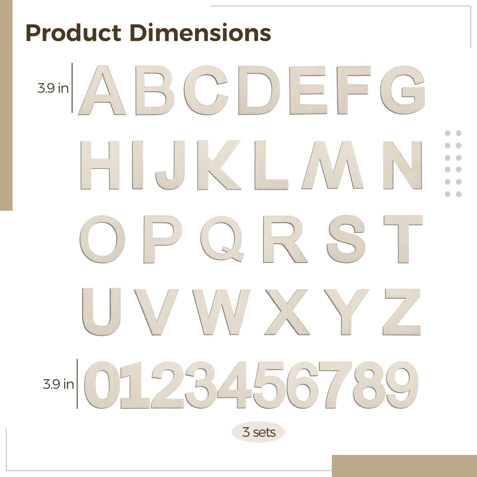 108 letras numéricas de madera, 3 juegos de letras y números del alfabeto, letras de madera de 4 pulgadas de la A a la Z, números de madera para manualidades del 0 al 9, para decoración del hogar
