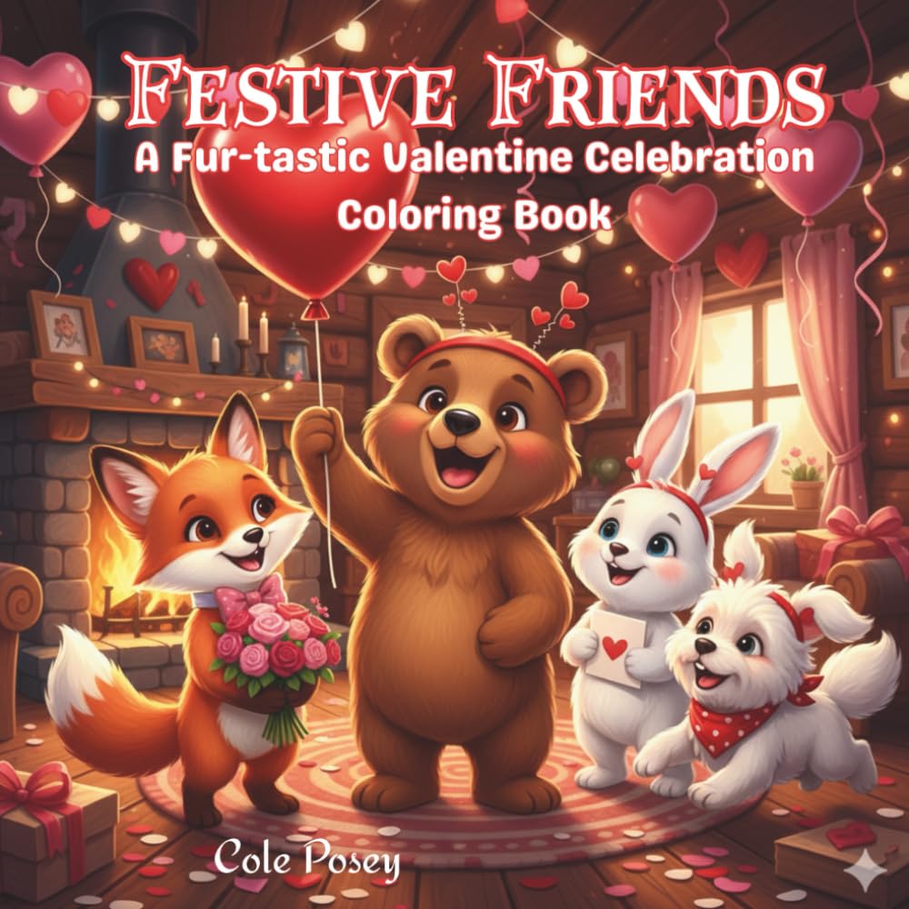 Festive Friends: A Fur-tastic Valentine Celebration Coloring Book
