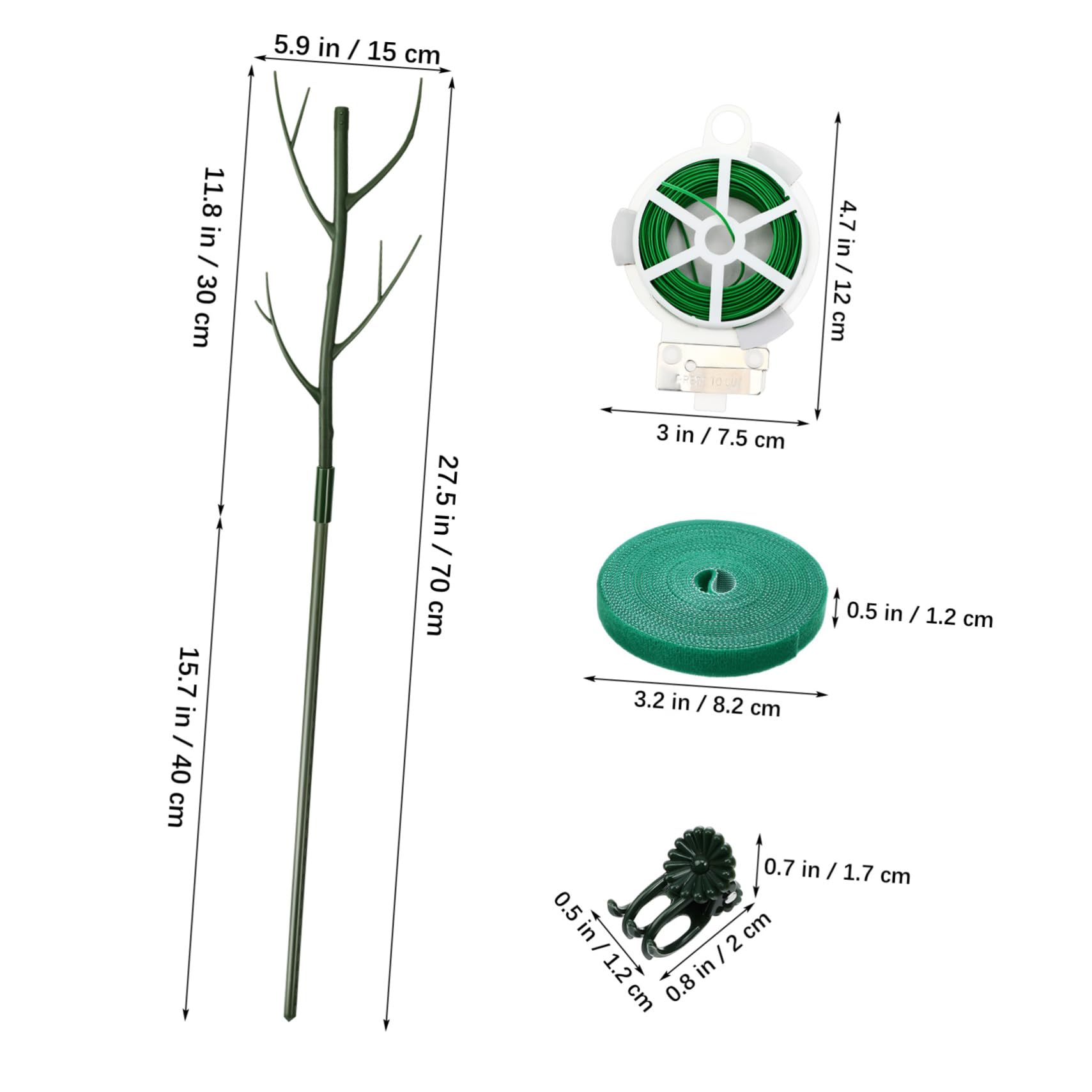 Hemobllo Tuteurs pour Plantes D'intérieur, Support pour Plantes Grimpantes en Plastique Vert, 1 Set Clips et Attaches, Installation Facile au Jardin L'intérieur